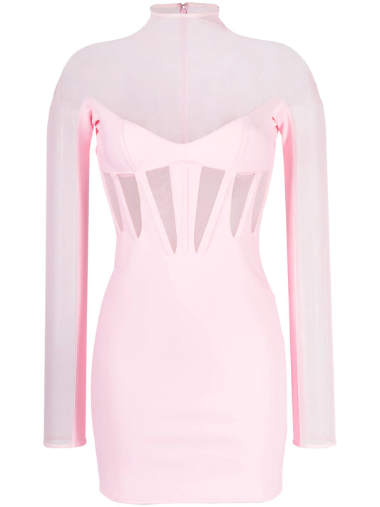 Corset Illusion sheer-panels minidress