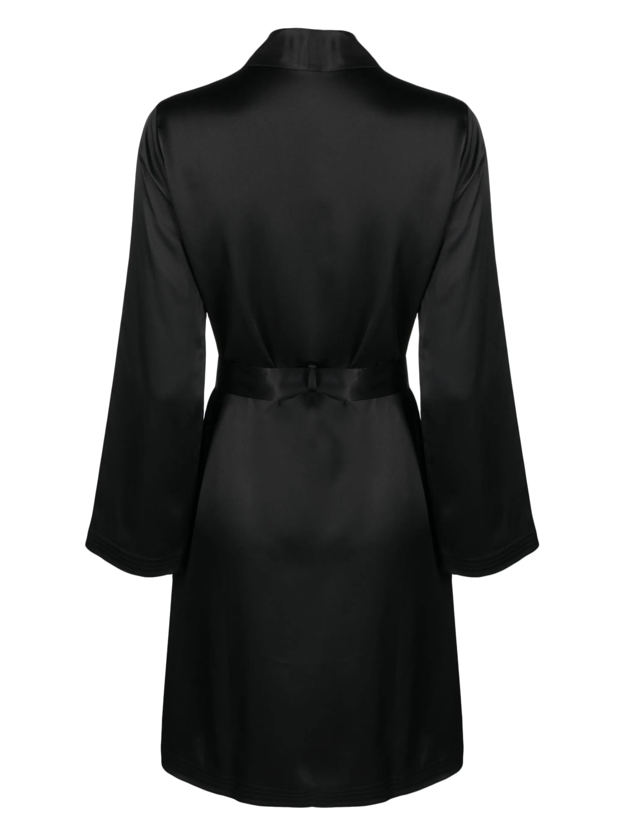 long-sleeve short silk robe
