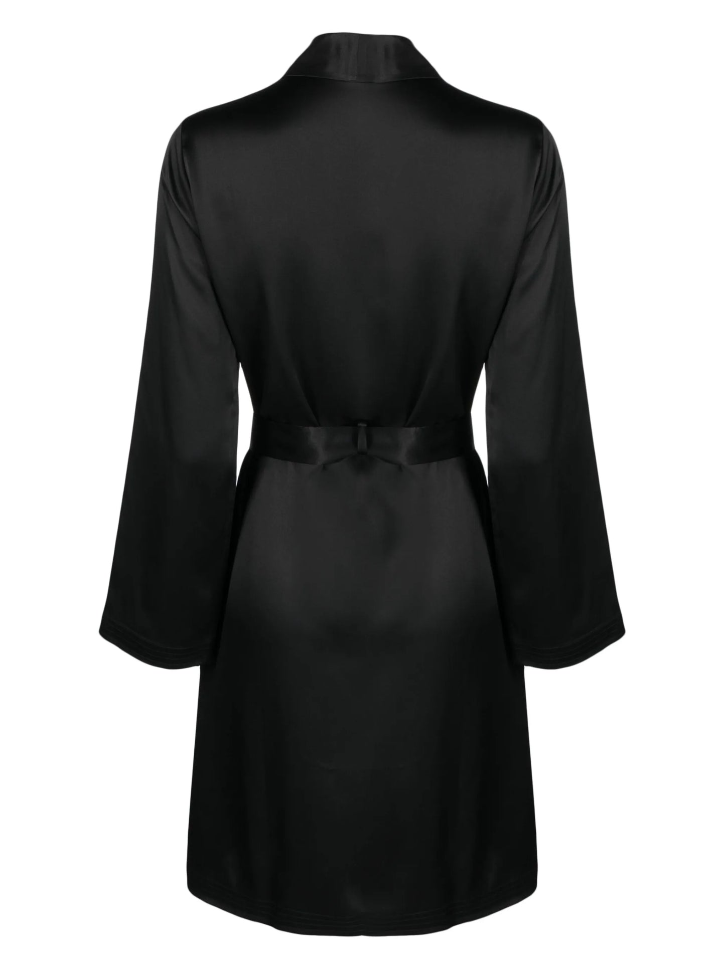long-sleeve short silk robe