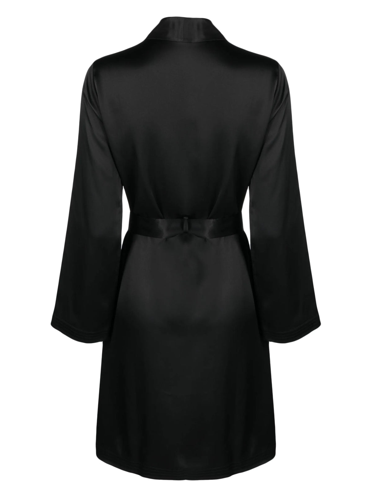 long-sleeve short silk robe