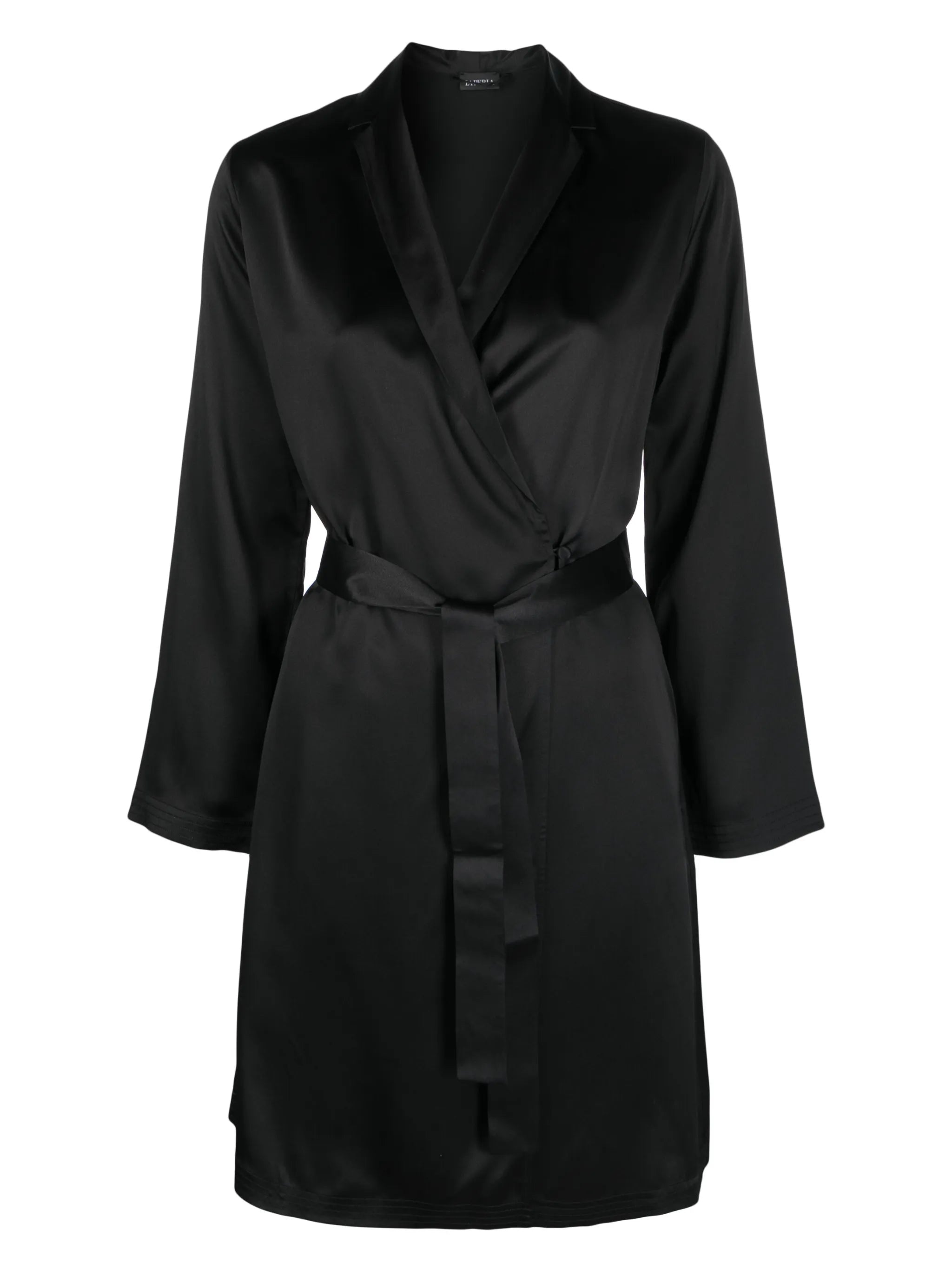 long-sleeve short silk robe