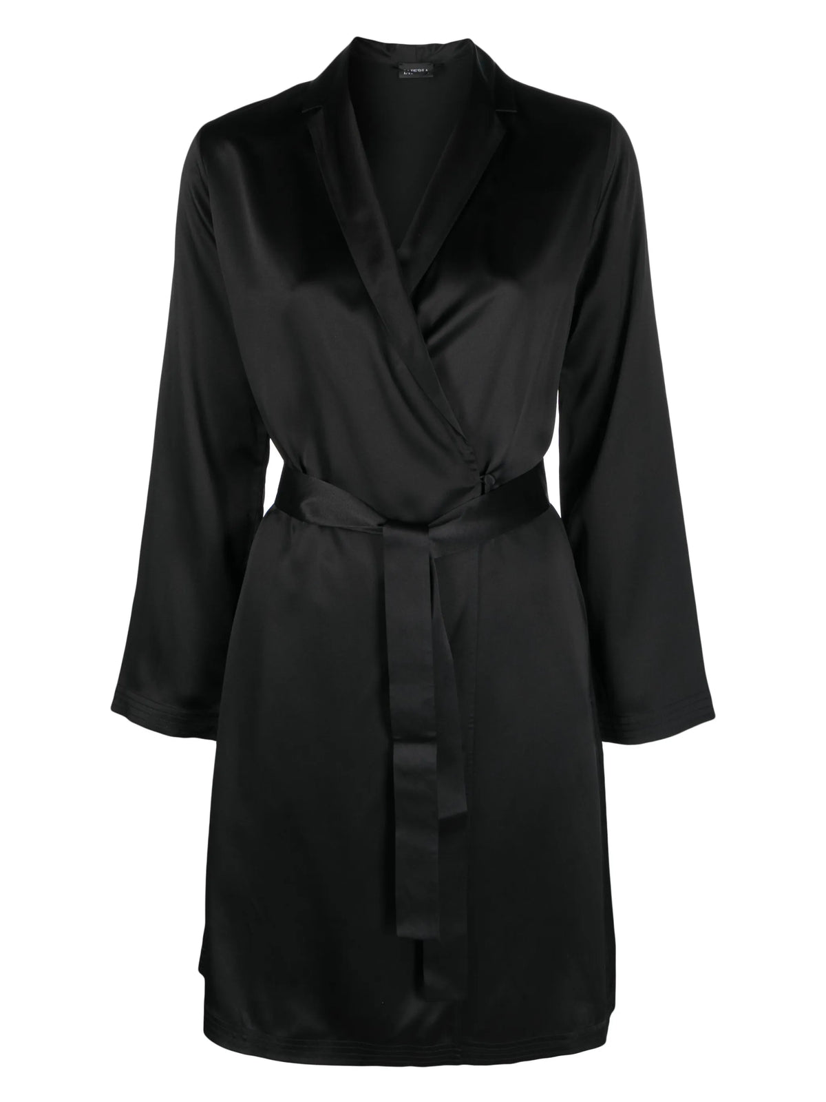 long-sleeve short silk robe