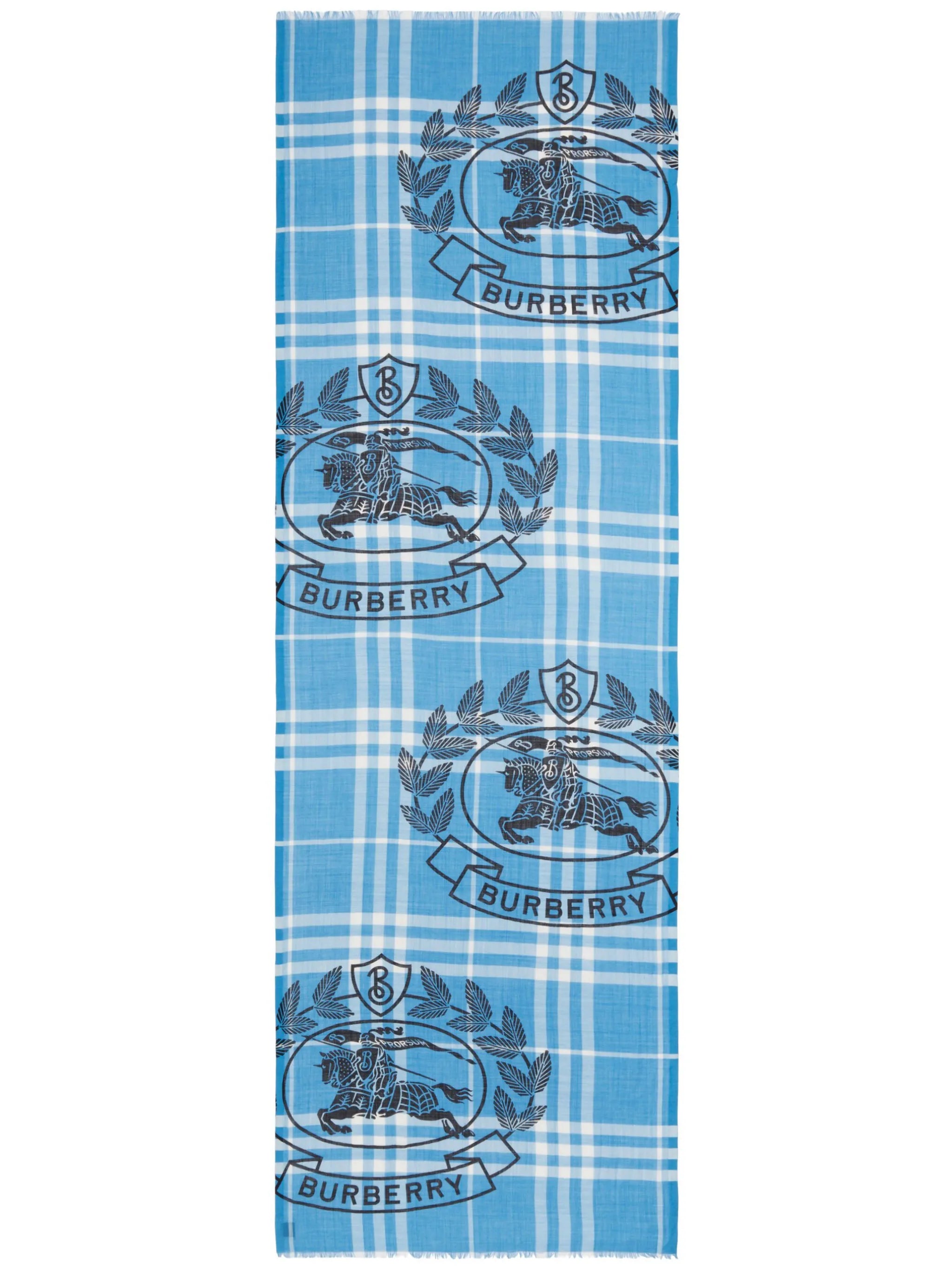 montage-print frayed-edge scarf