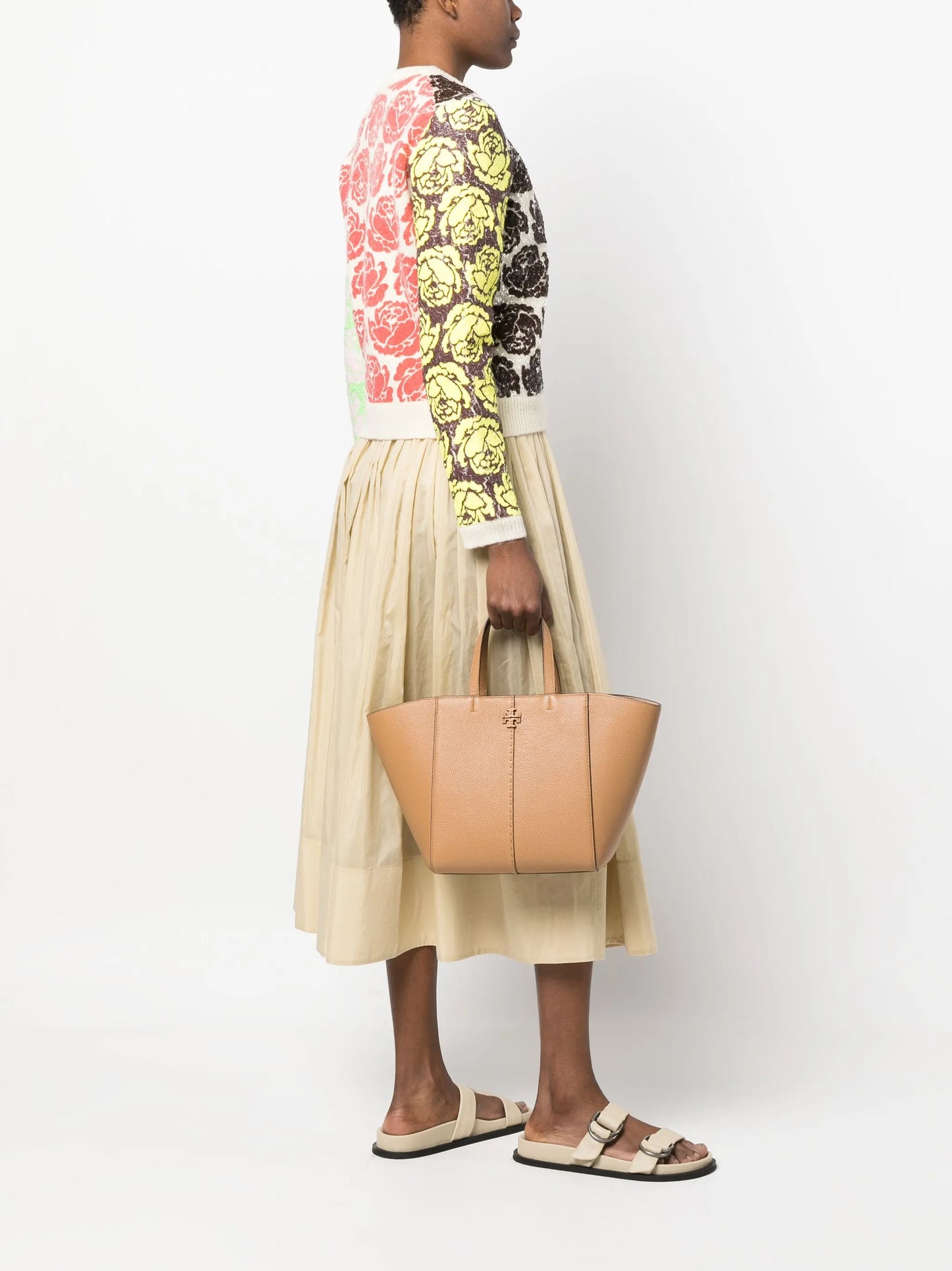 Double T leather tote bag