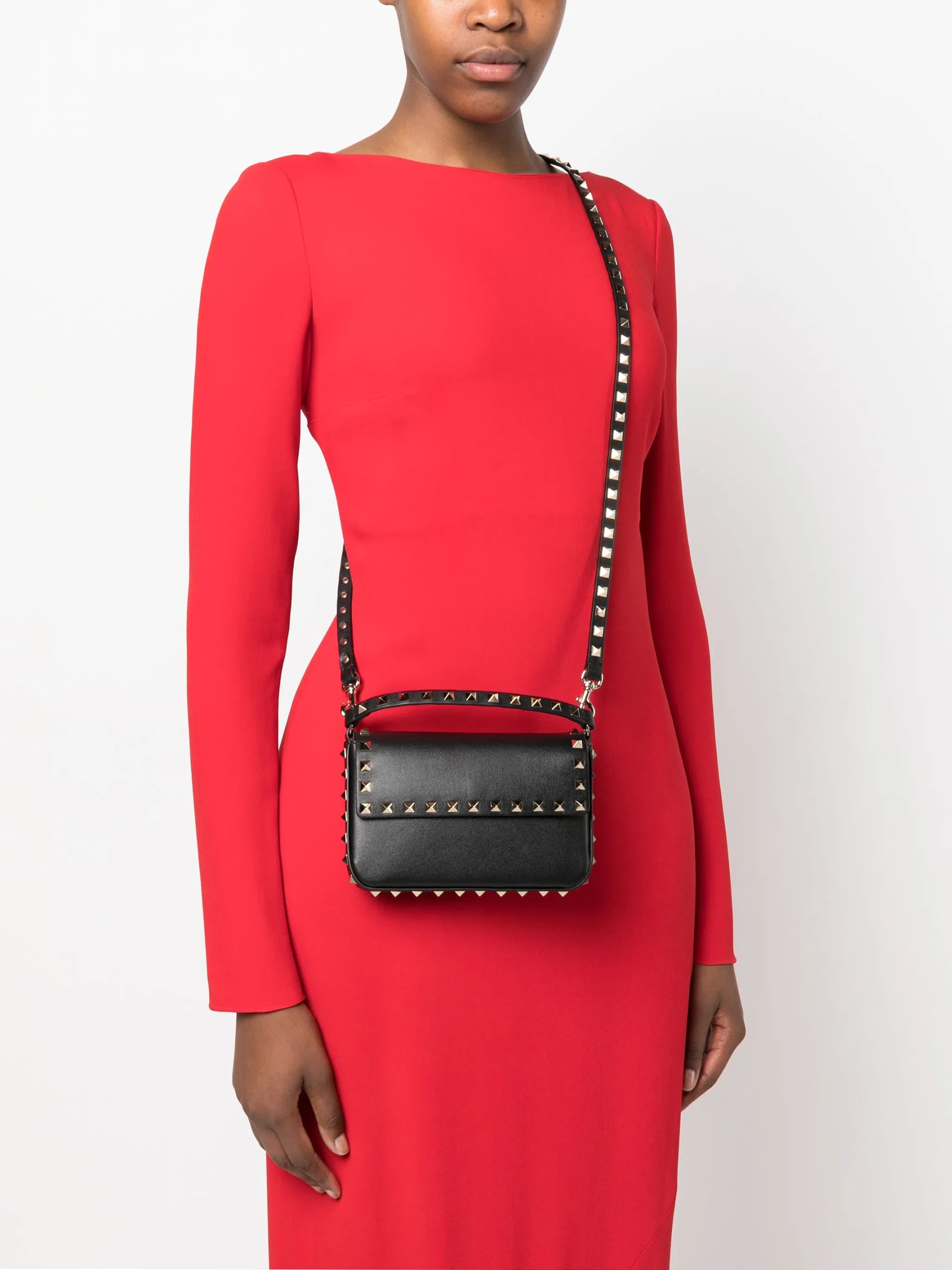 stud-detail leather shoulder bag