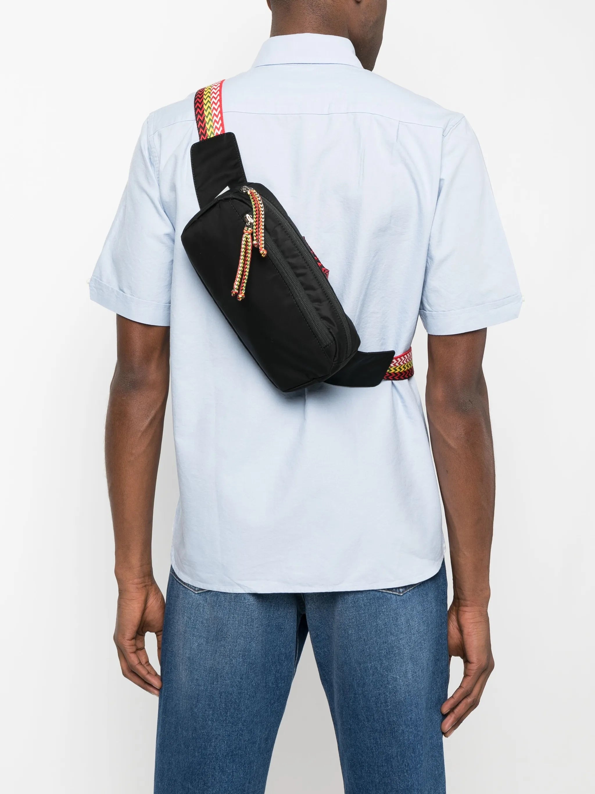 chevron woven pattern belt bag