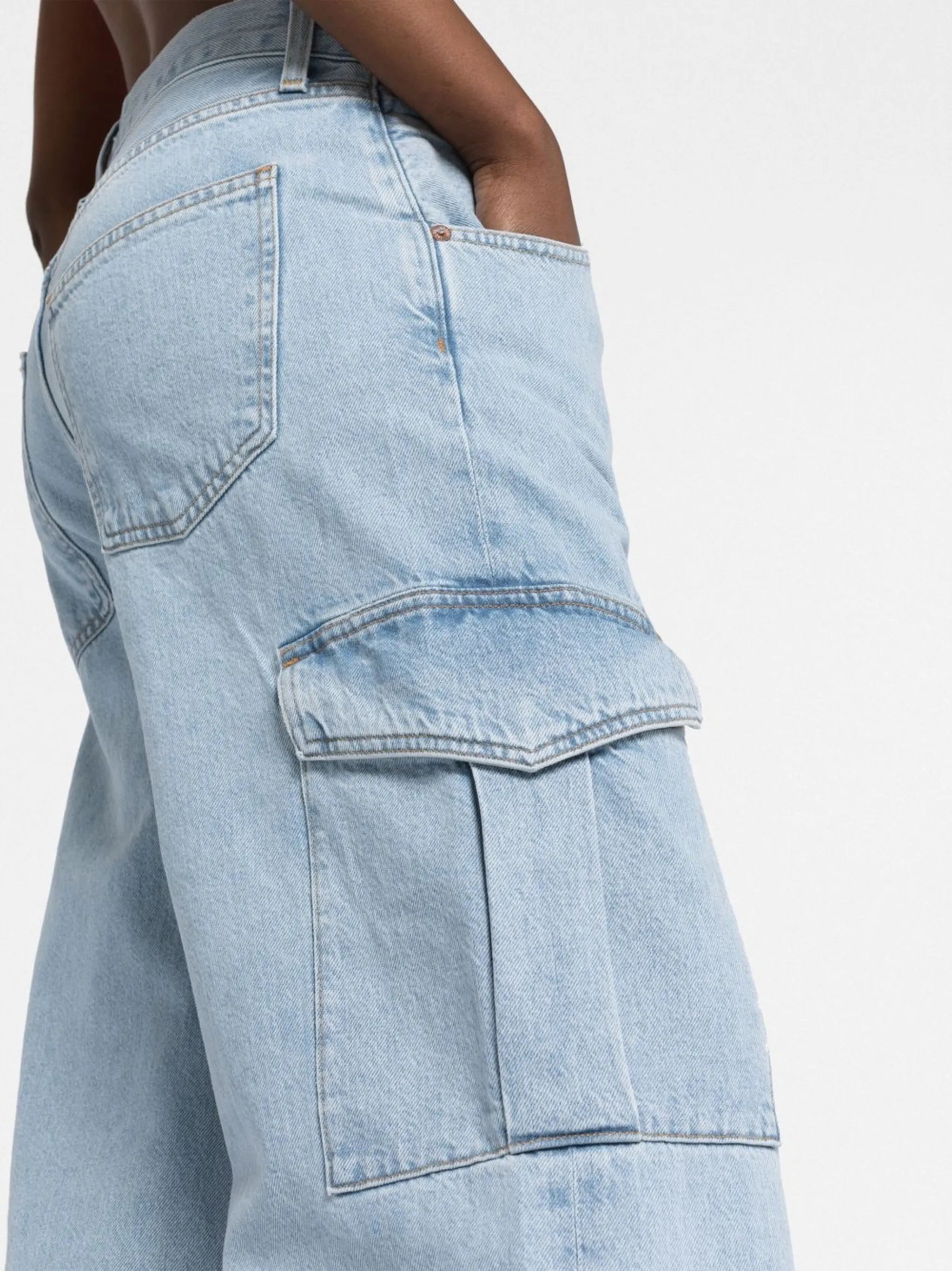 wide-leg stonewashed jeans