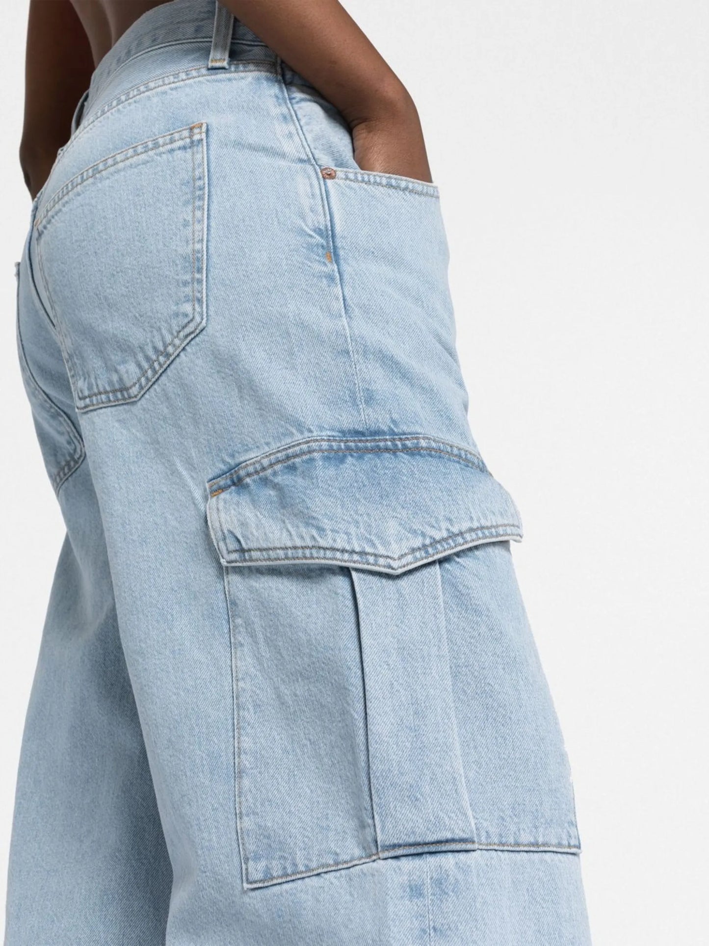 wide-leg stonewashed jeans