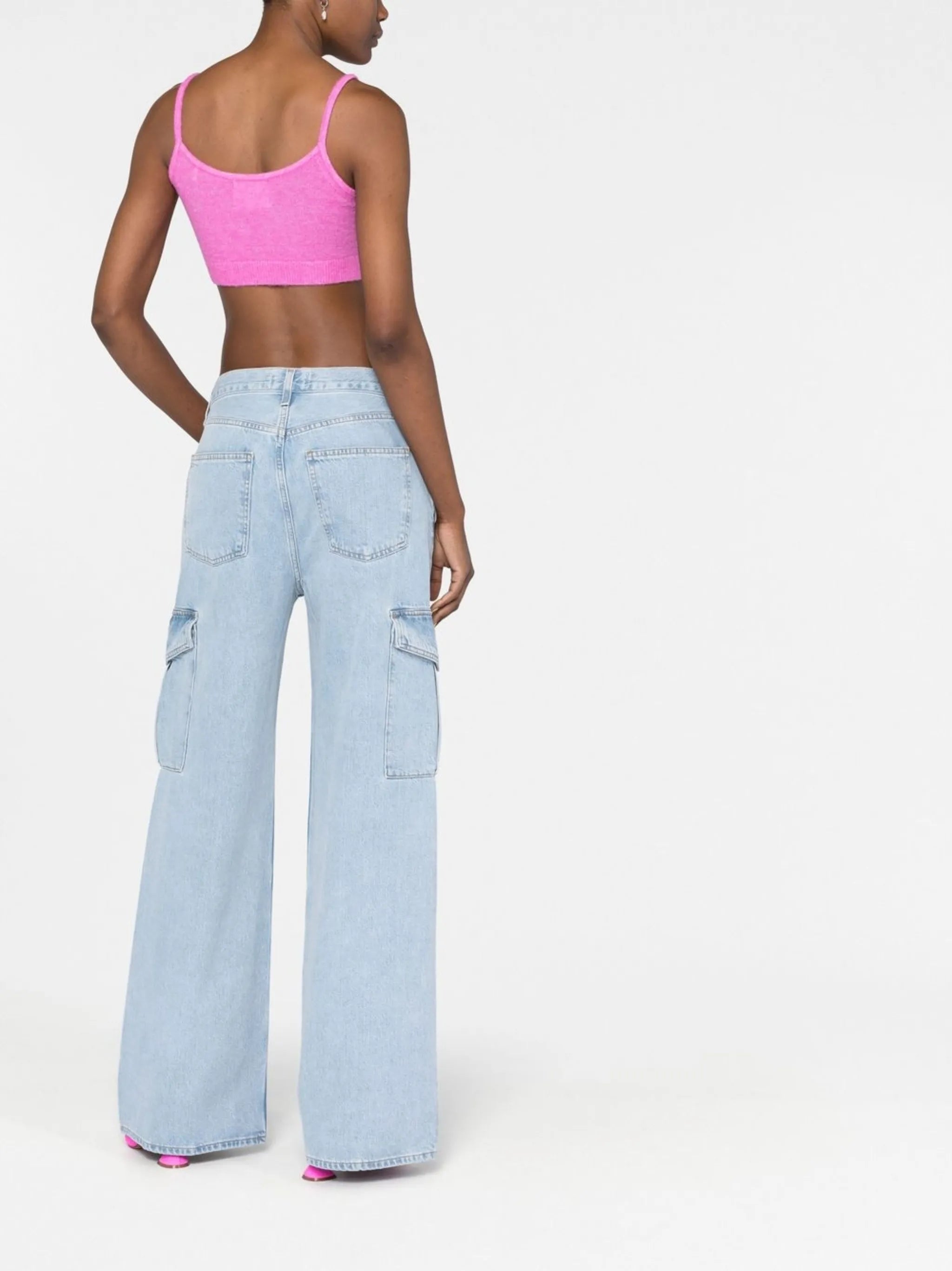 wide-leg stonewashed jeans