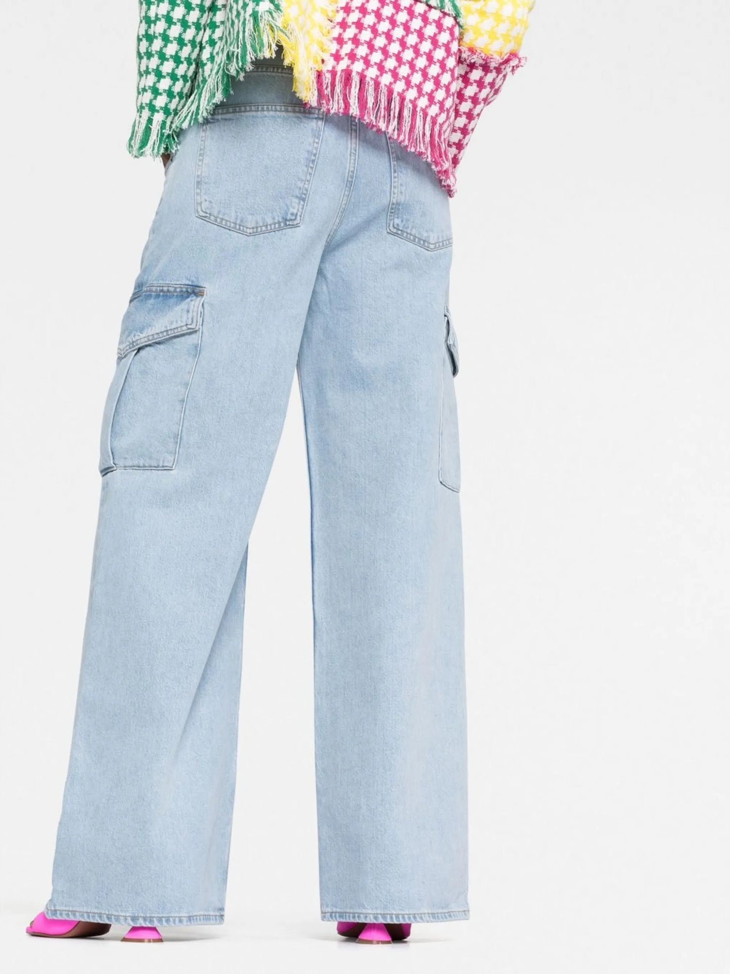 wide-leg stonewashed jeans