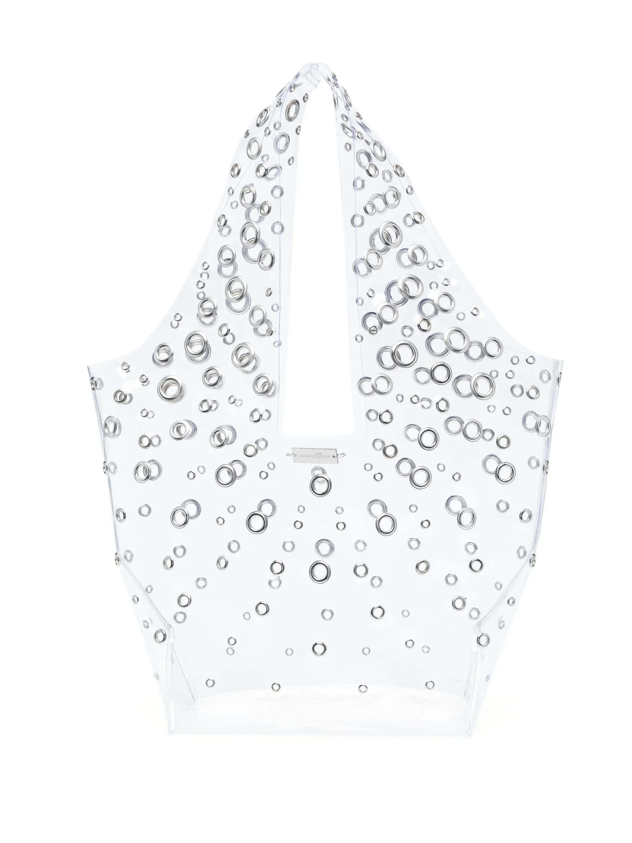 eyelet-embellished transparent tote bag