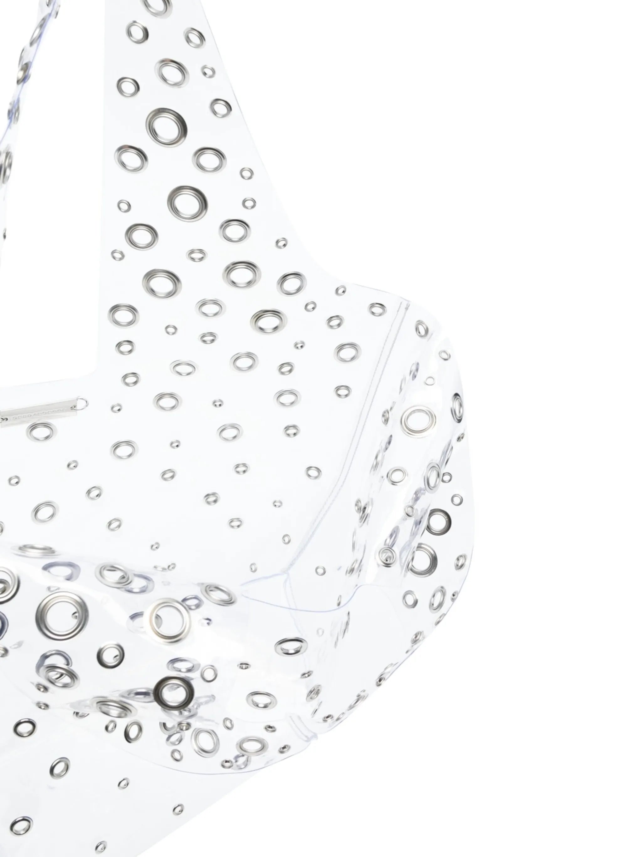 eyelet-embellished transparent tote bag