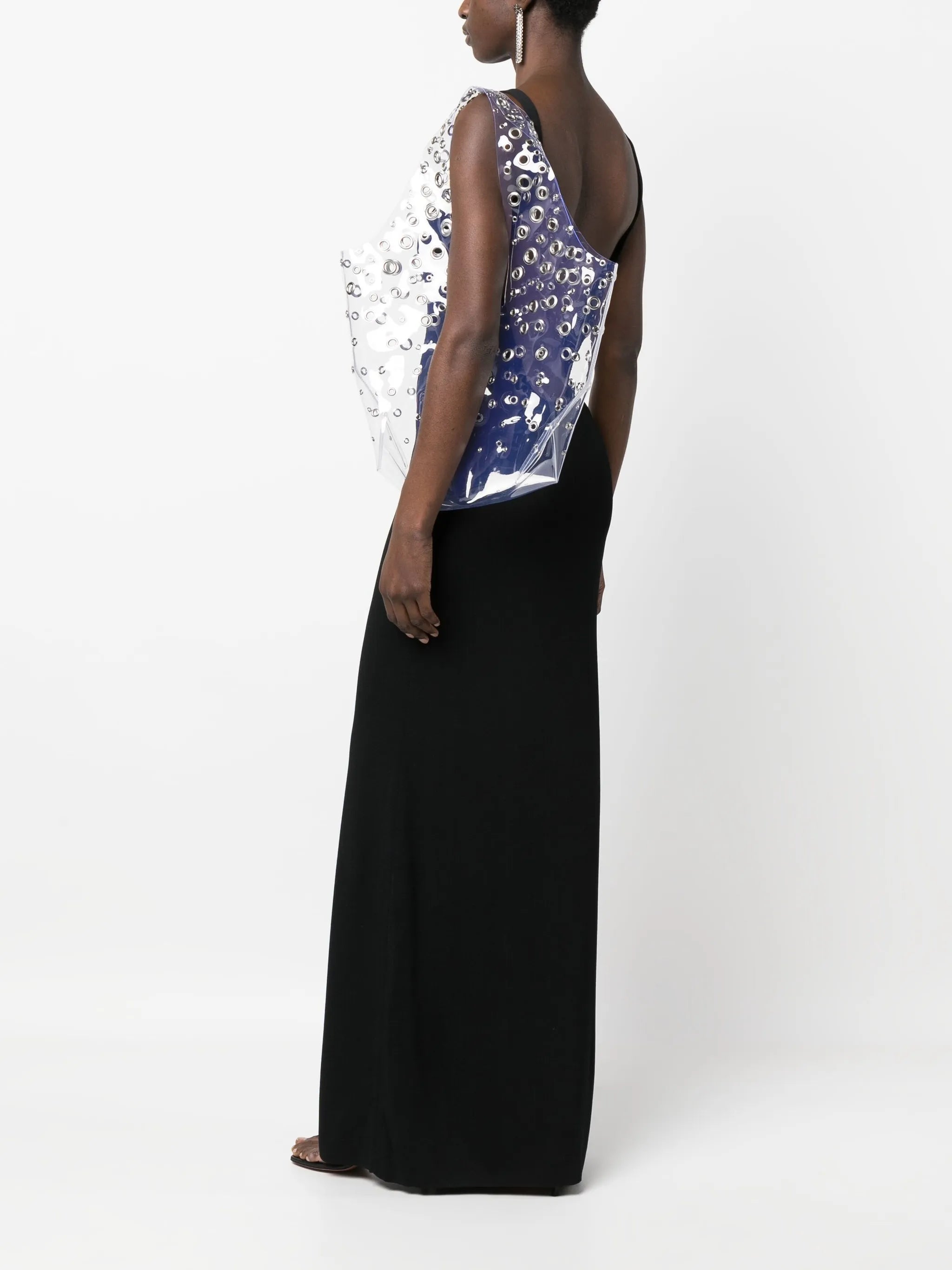 eyelet-embellished transparent tote bag