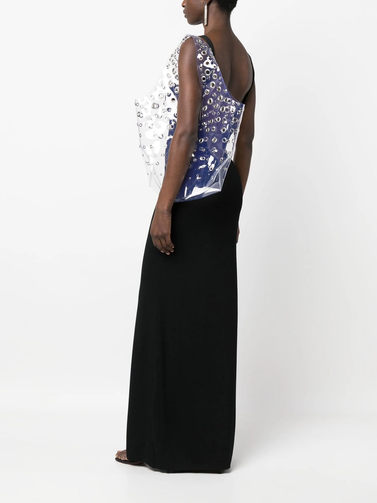 eyelet-embellished transparent tote bag
