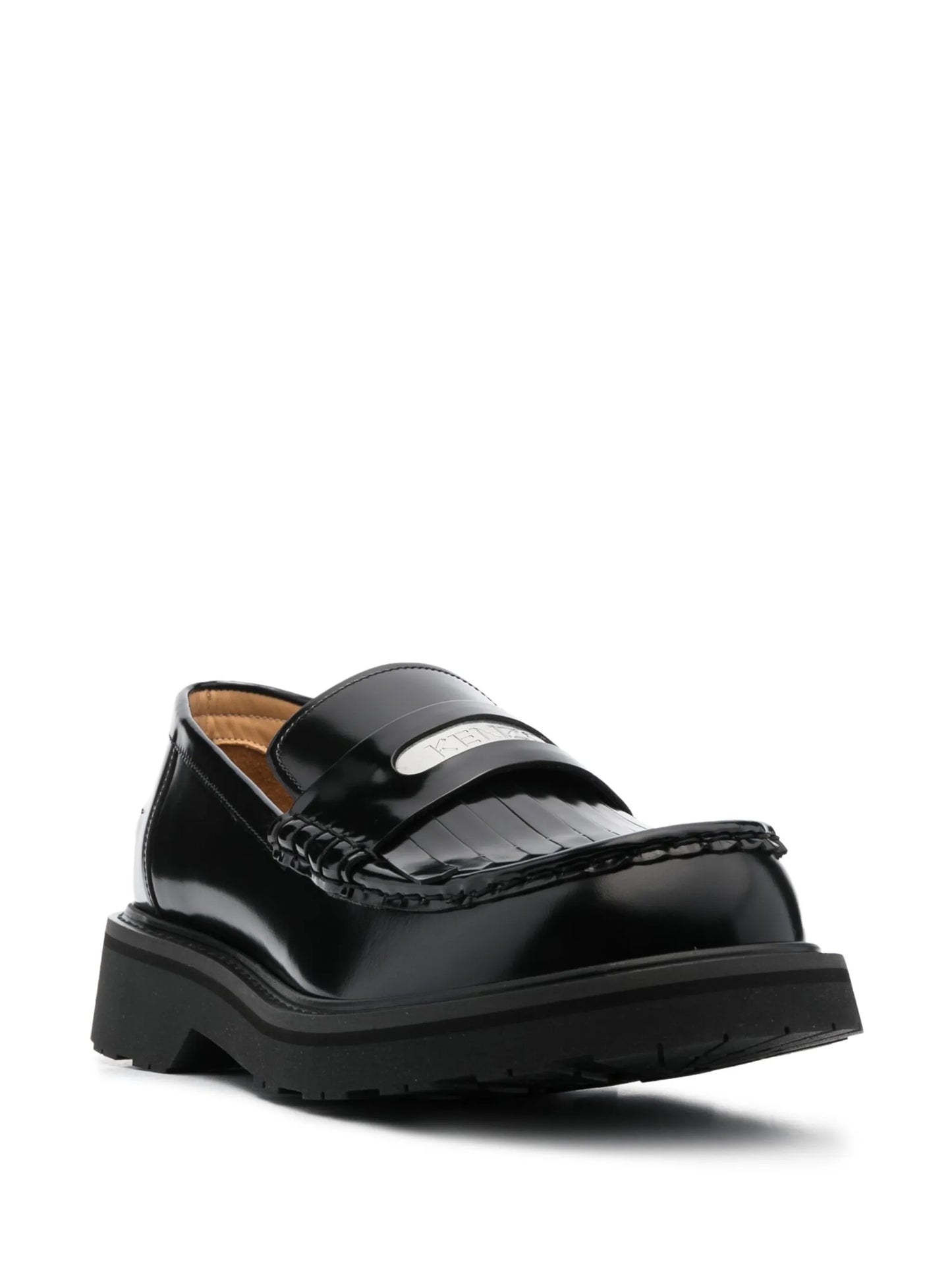 logo-plaque chunky leather loafers