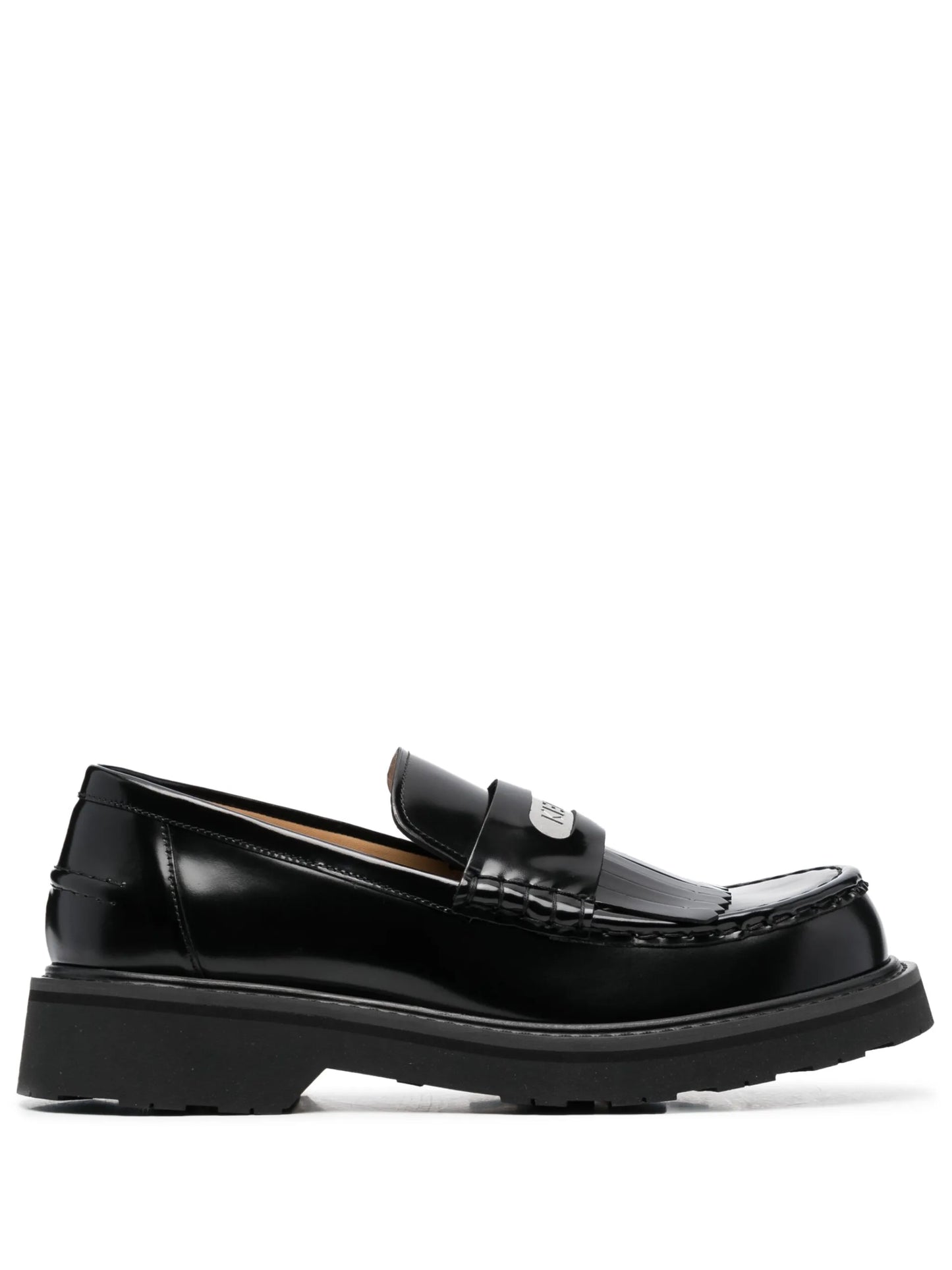 logo-plaque chunky leather loafers