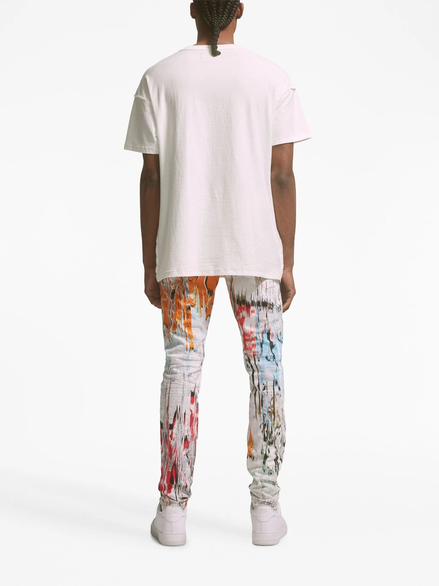 glitch-print low-rise jeans