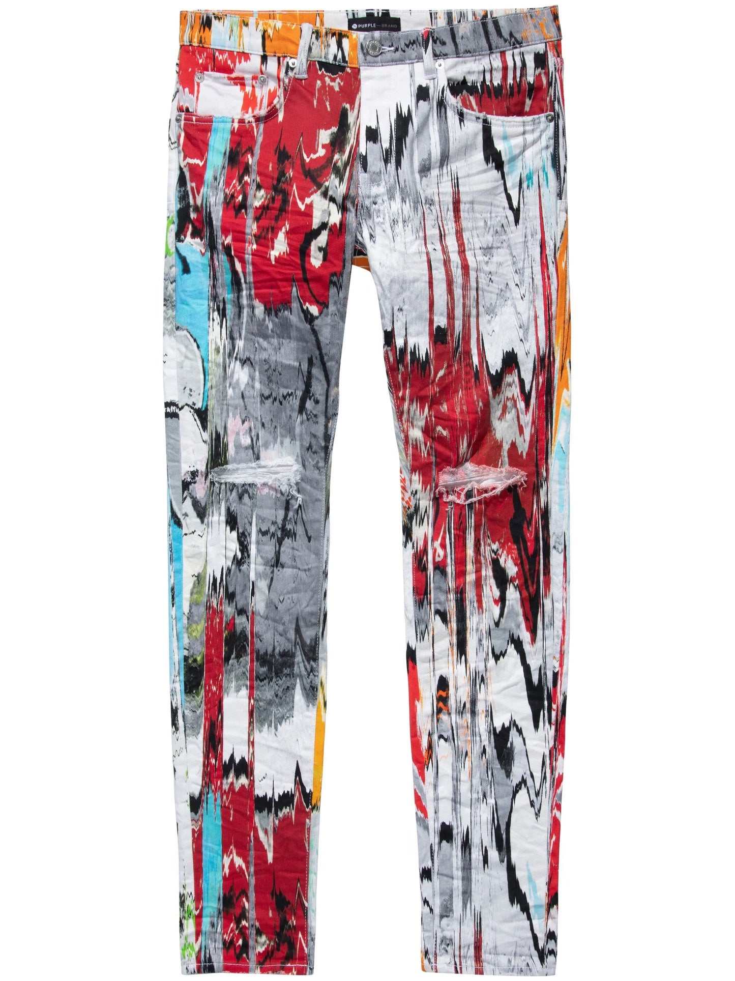 glitch-print low-rise jeans