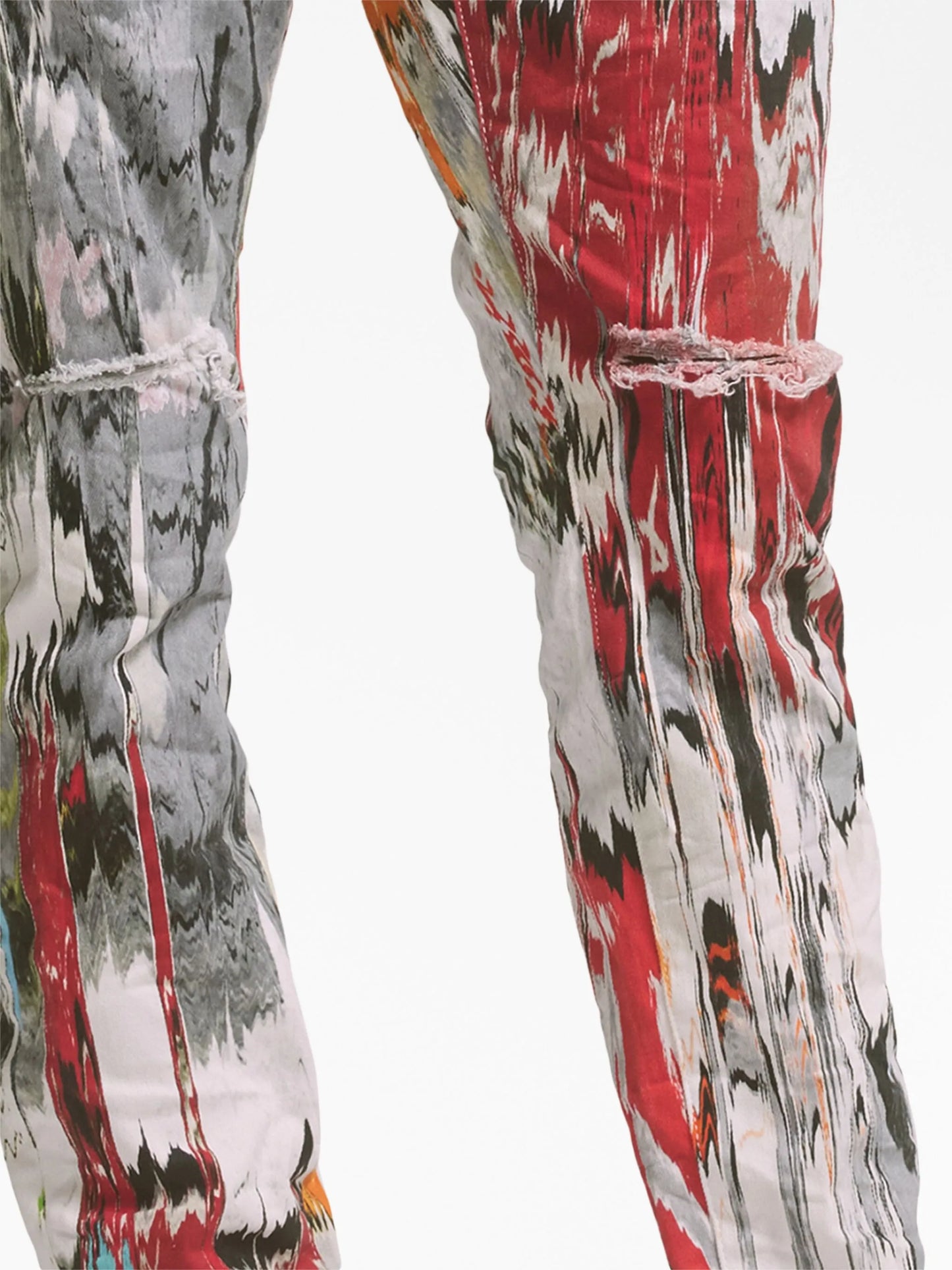 glitch-print low-rise jeans