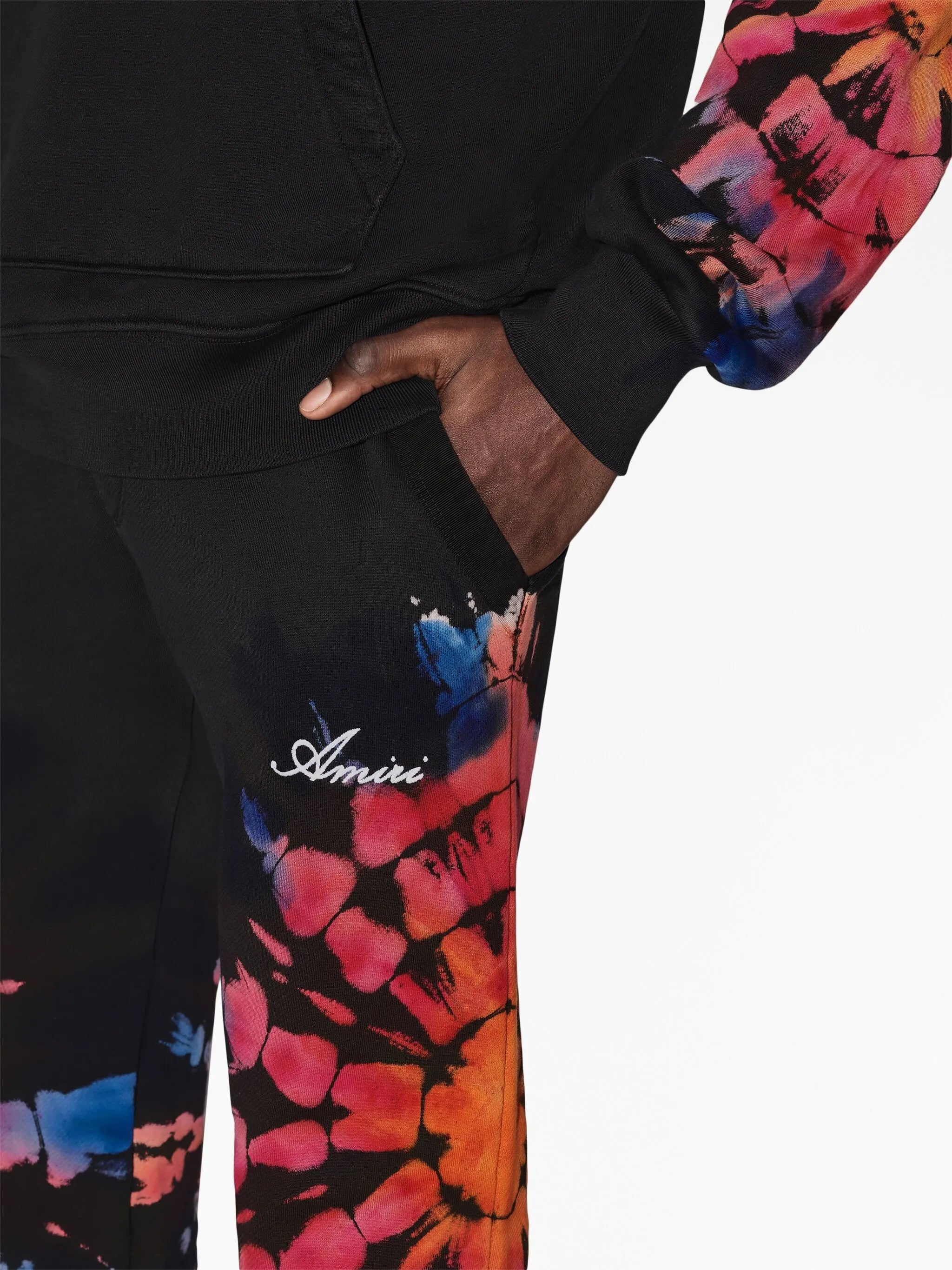 tie-dye-print track pants