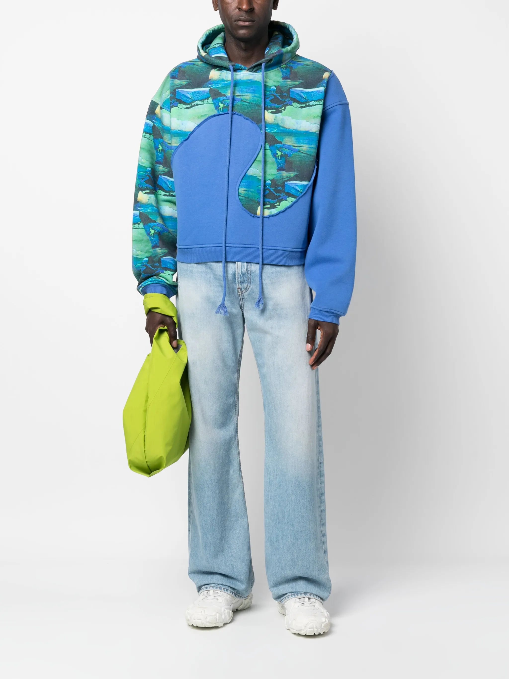 abstract-print long-sleeved hoodie