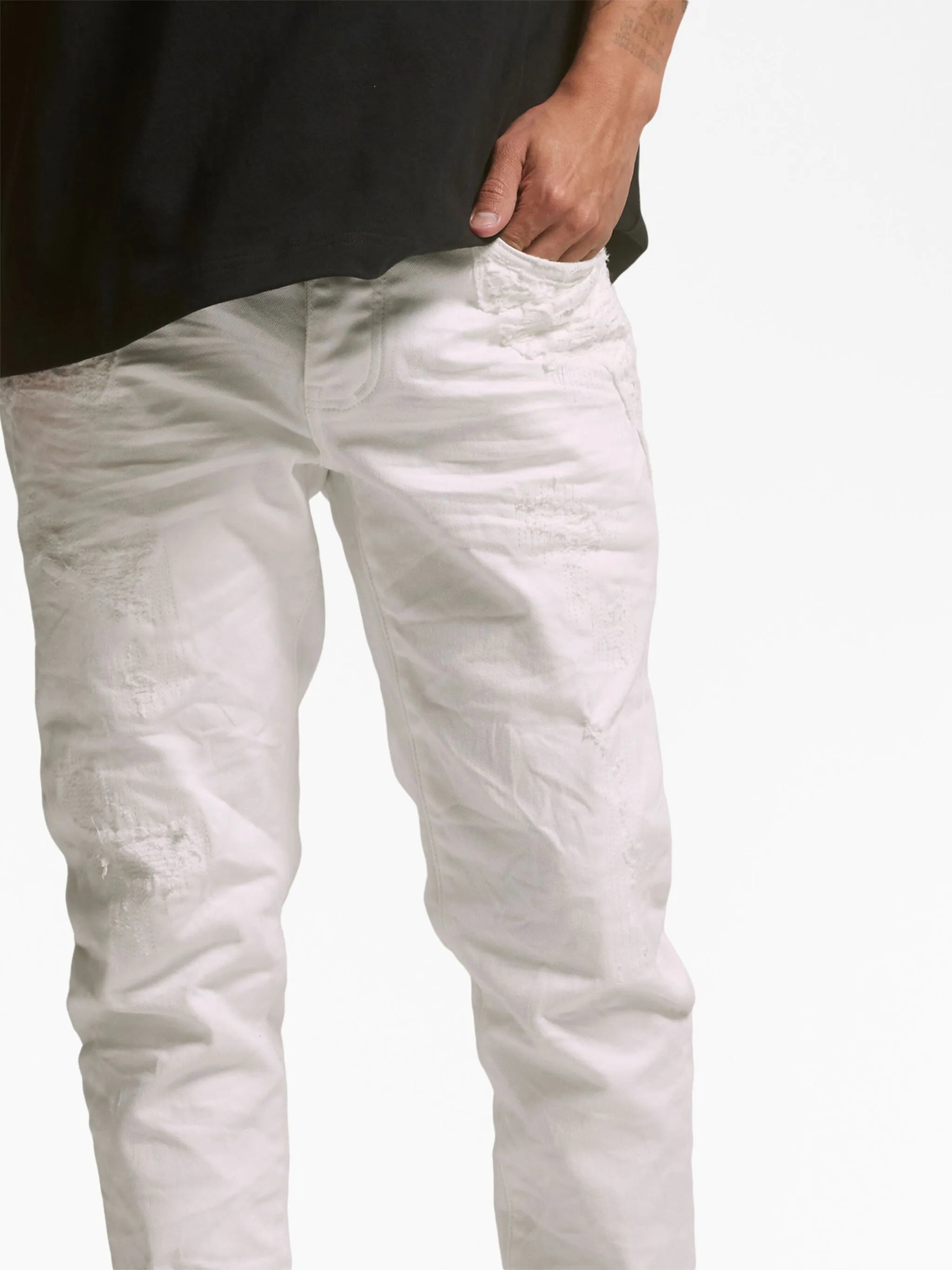 quilted-pockets low-rise jeans
