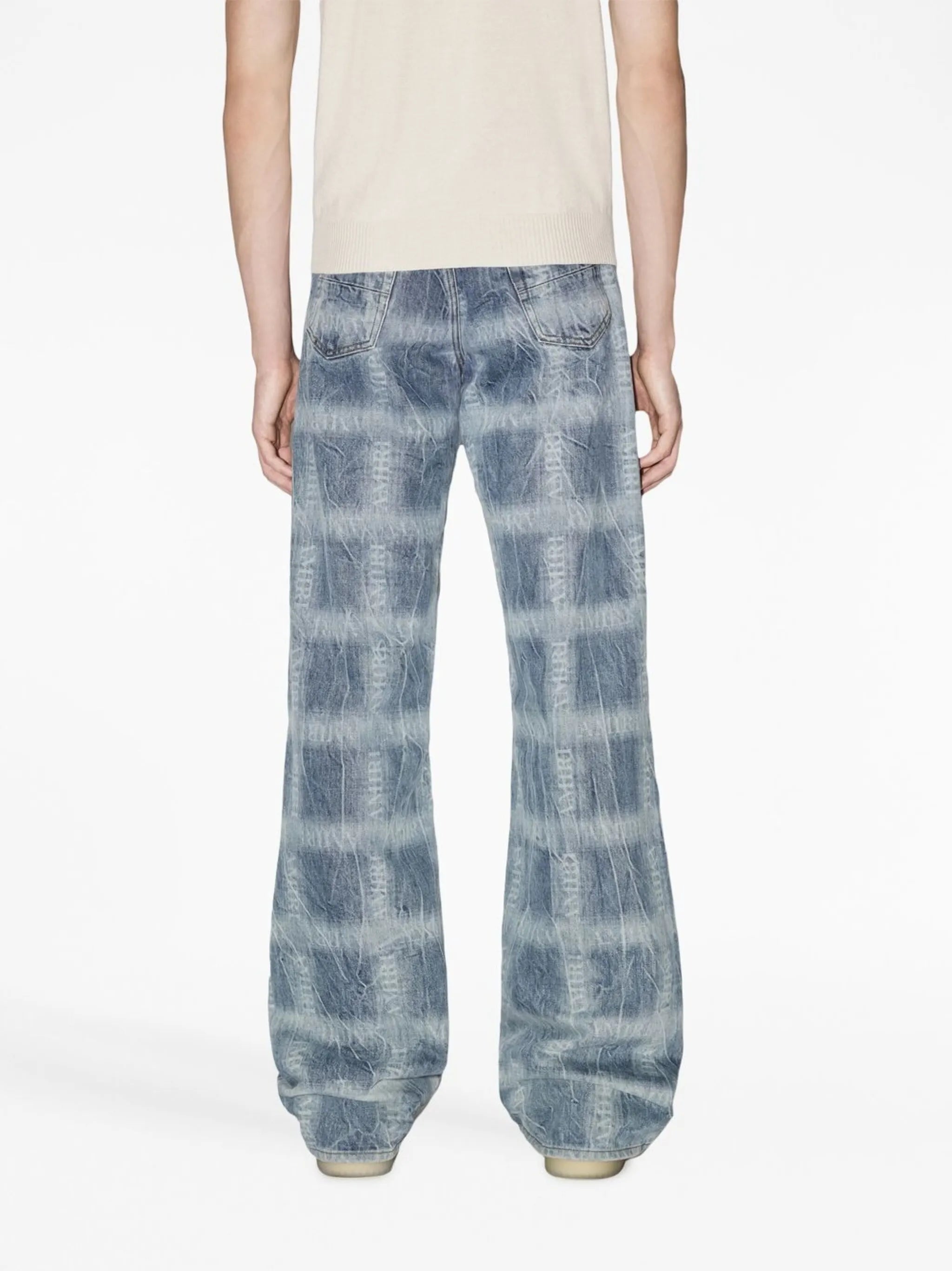 plaid-print wide jeans