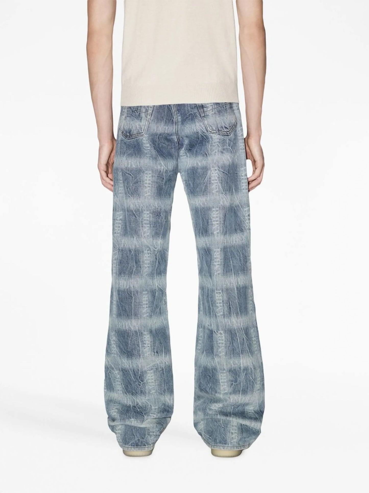 plaid-print wide jeans