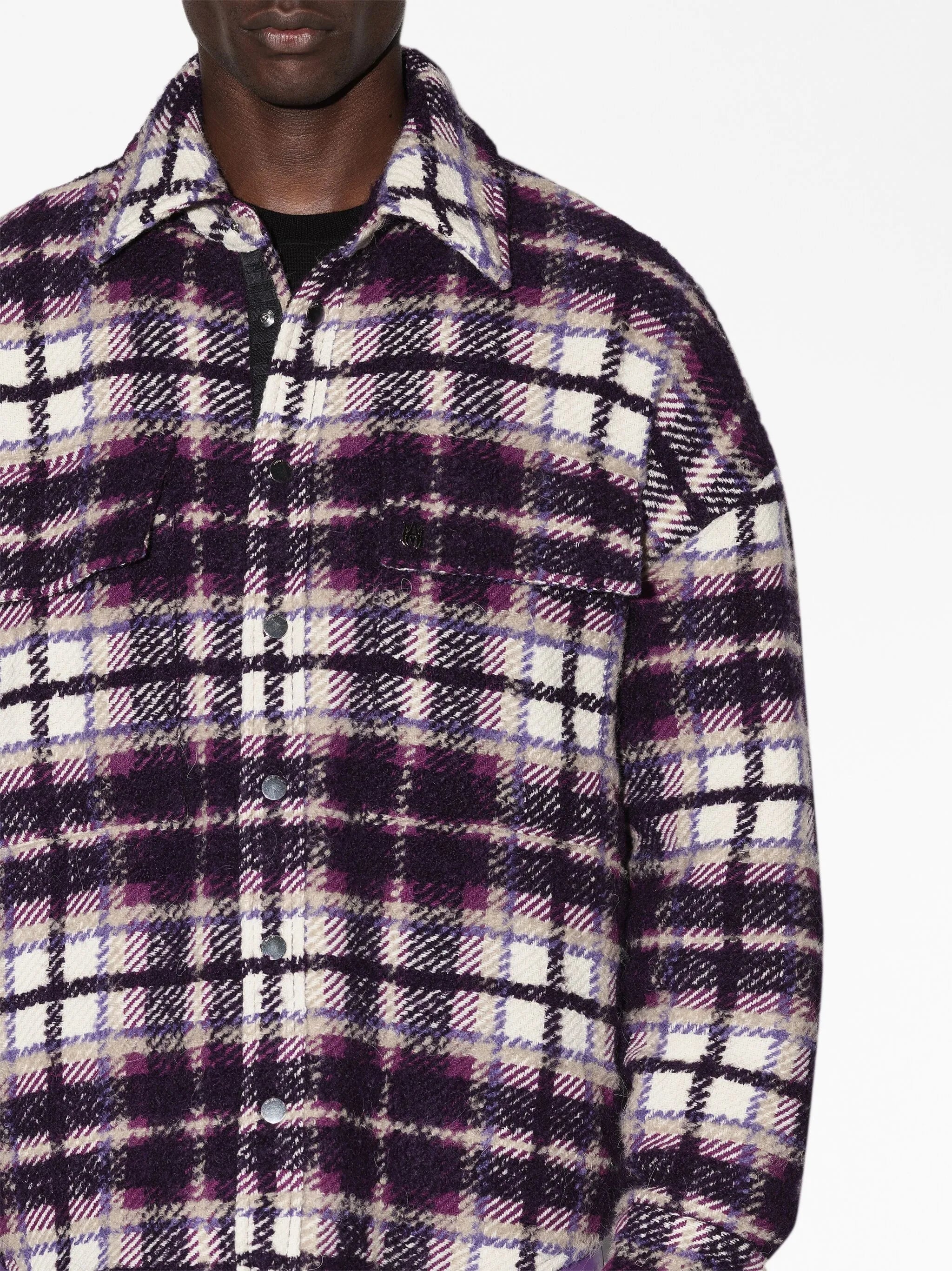 plaid-print overshirt