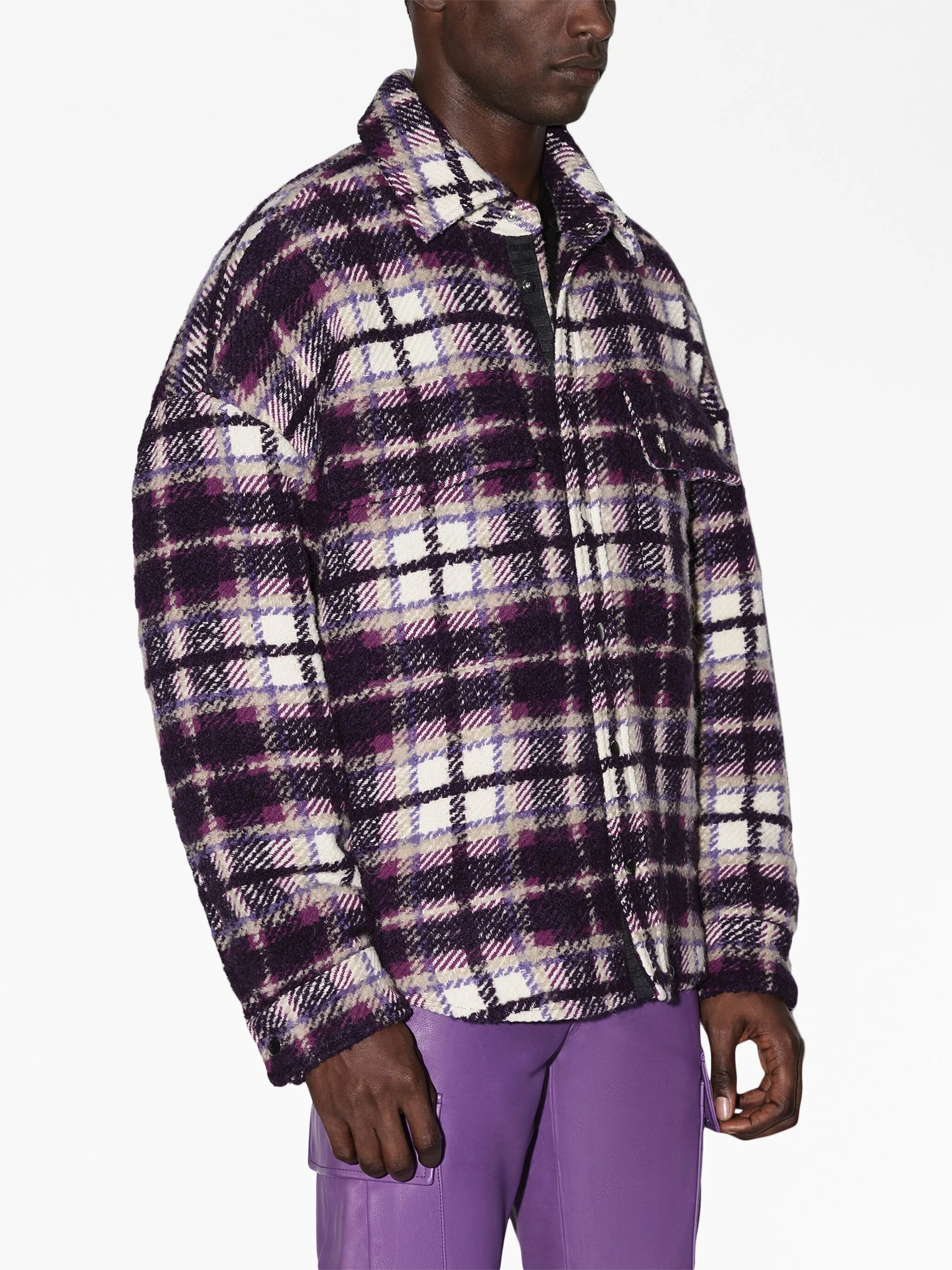 plaid-print overshirt