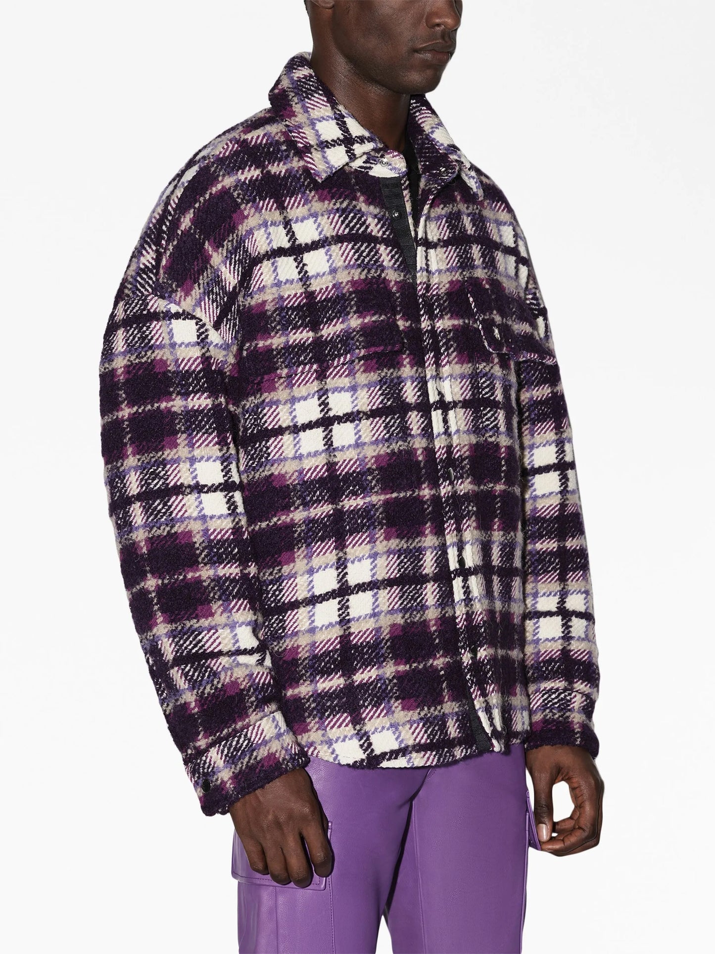 plaid-print overshirt