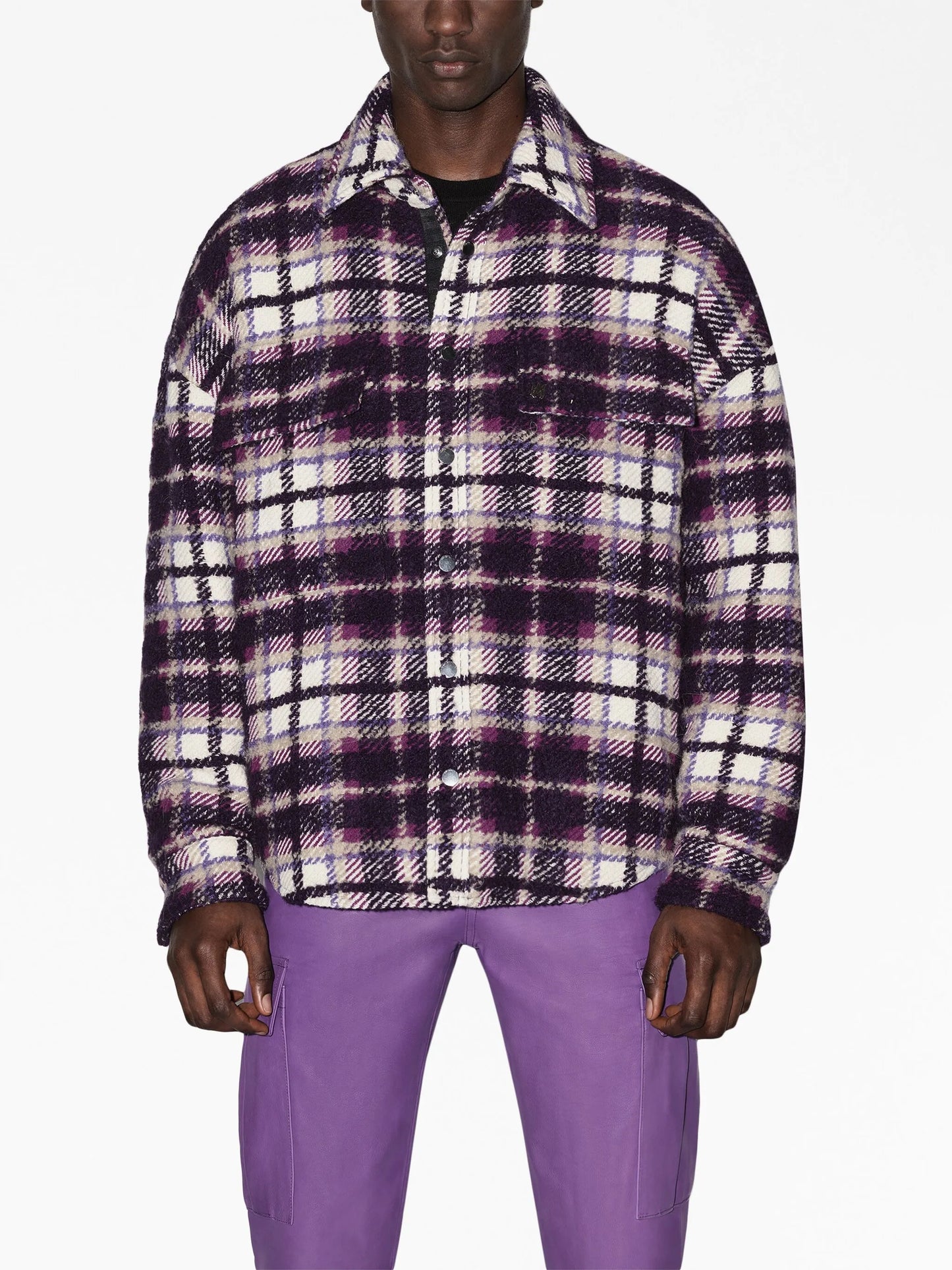 plaid-print overshirt