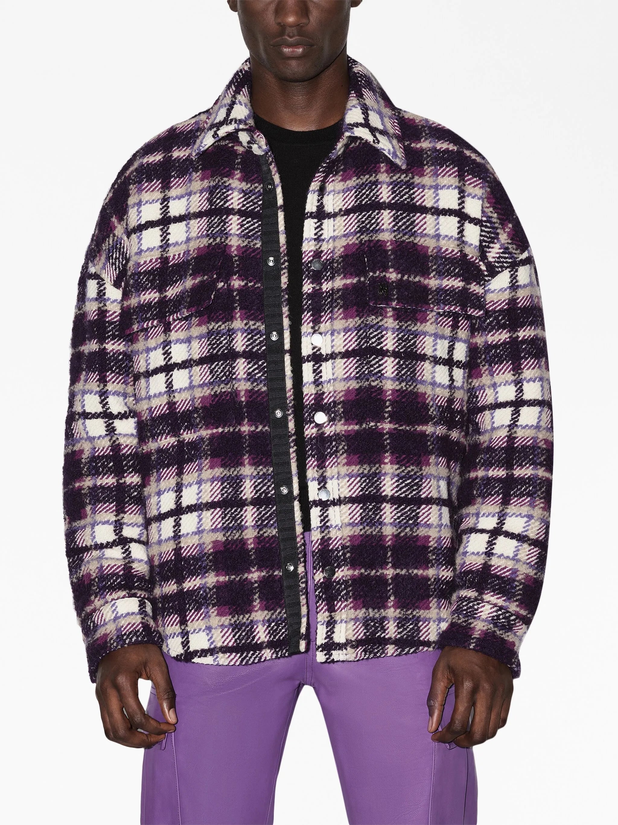 plaid-print overshirt