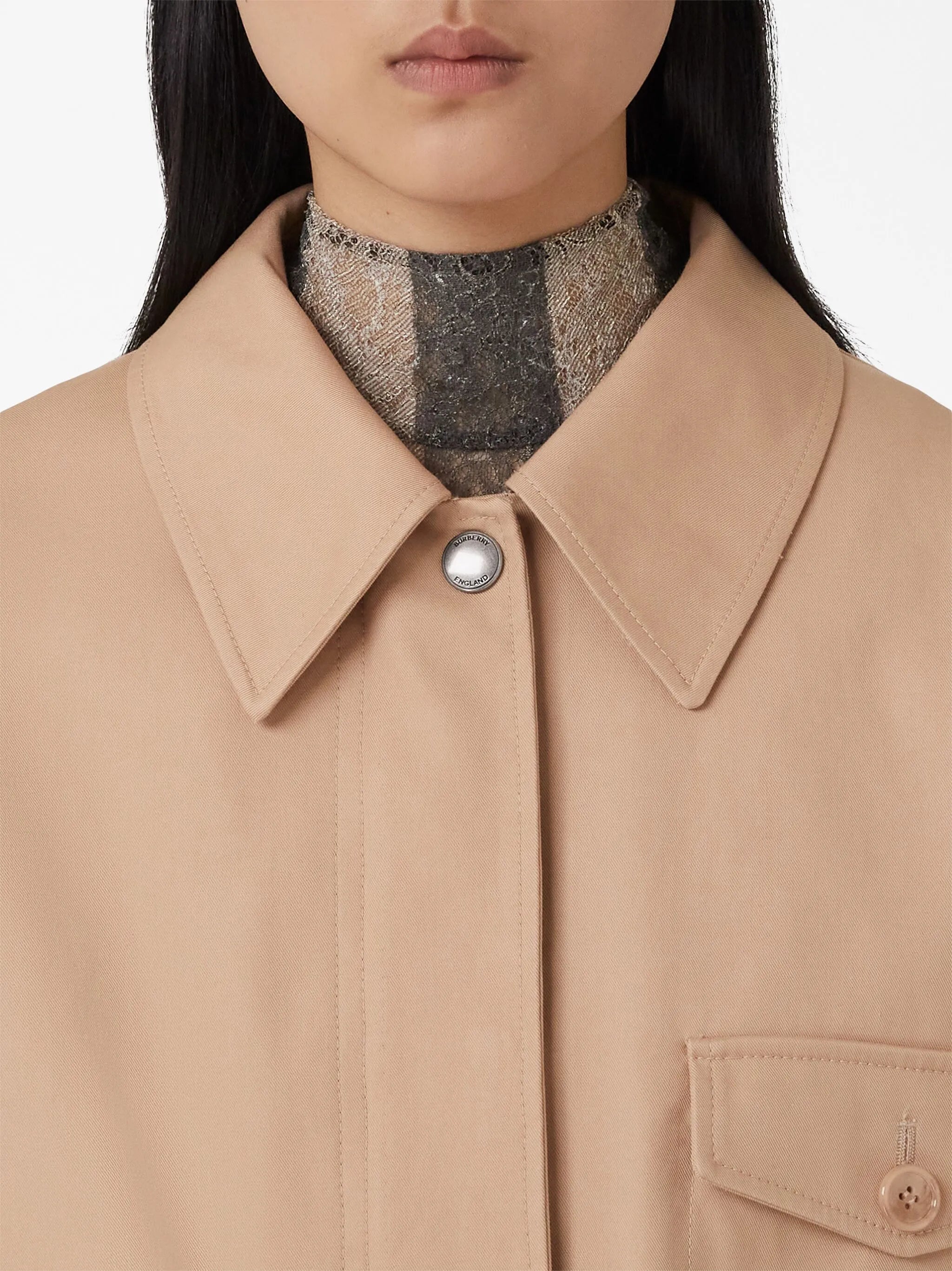 front press-stud gabardine jacket