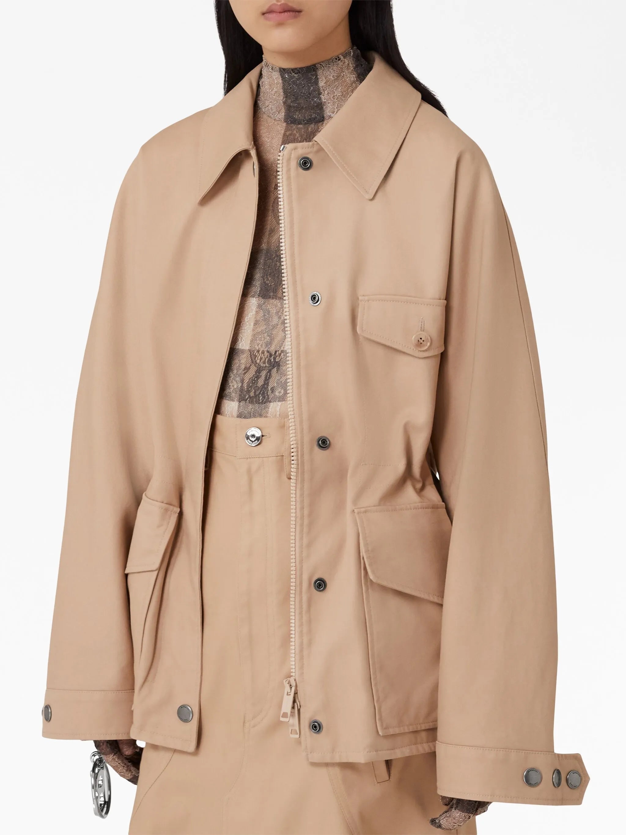front press-stud gabardine jacket