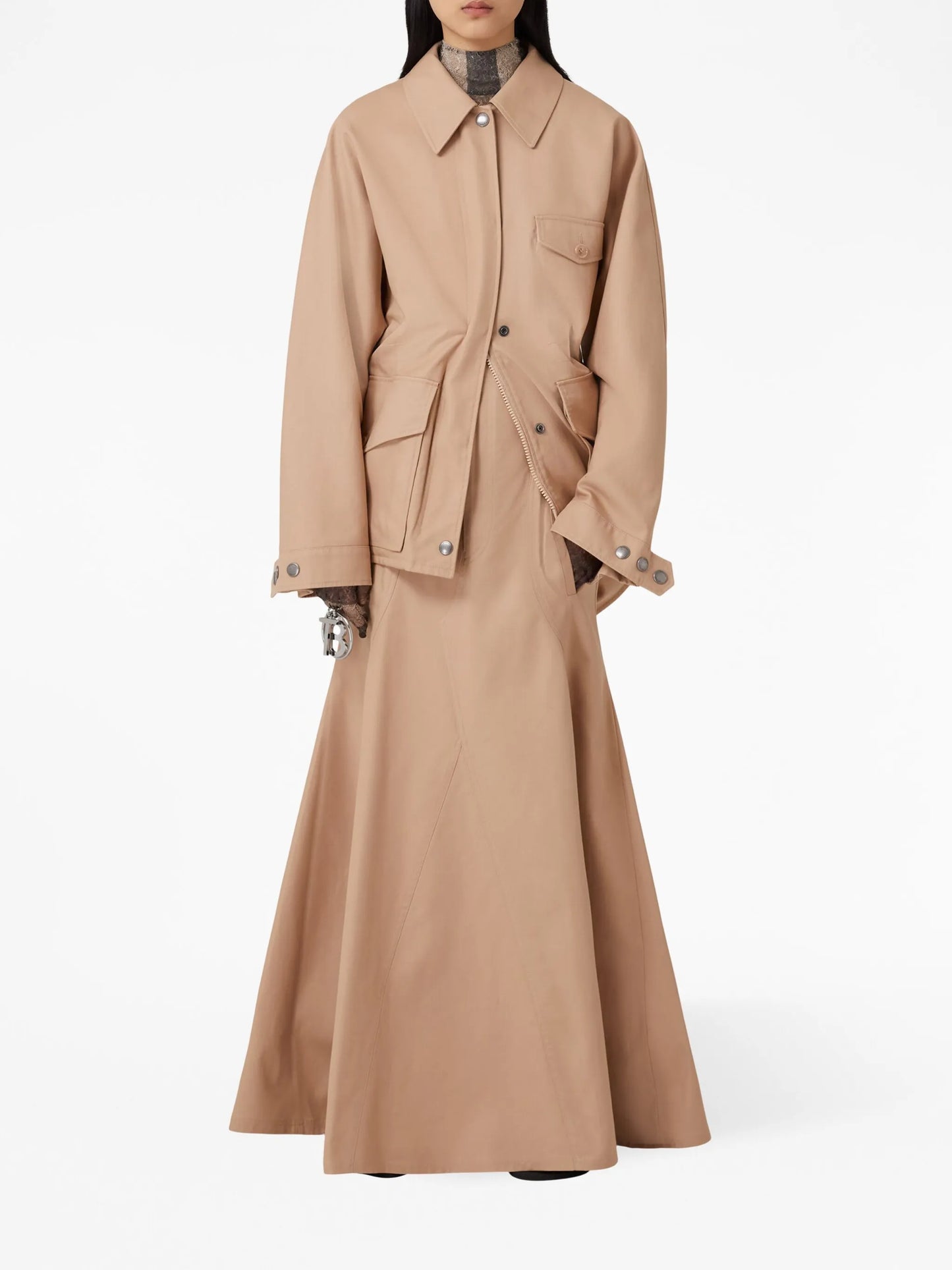 front press-stud gabardine jacket