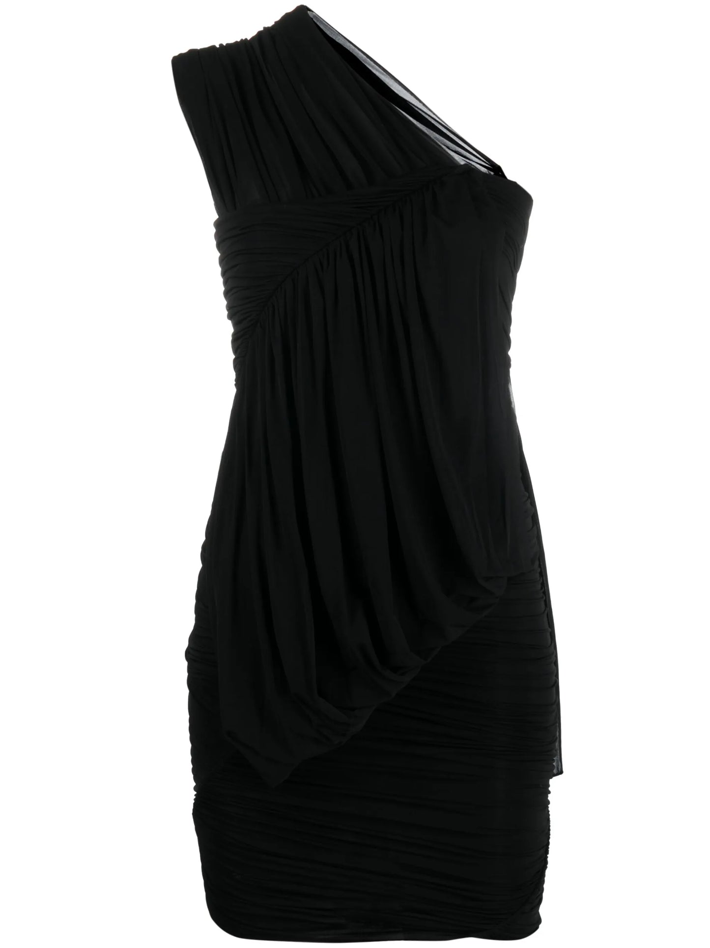 one-shoulder ruched minidress