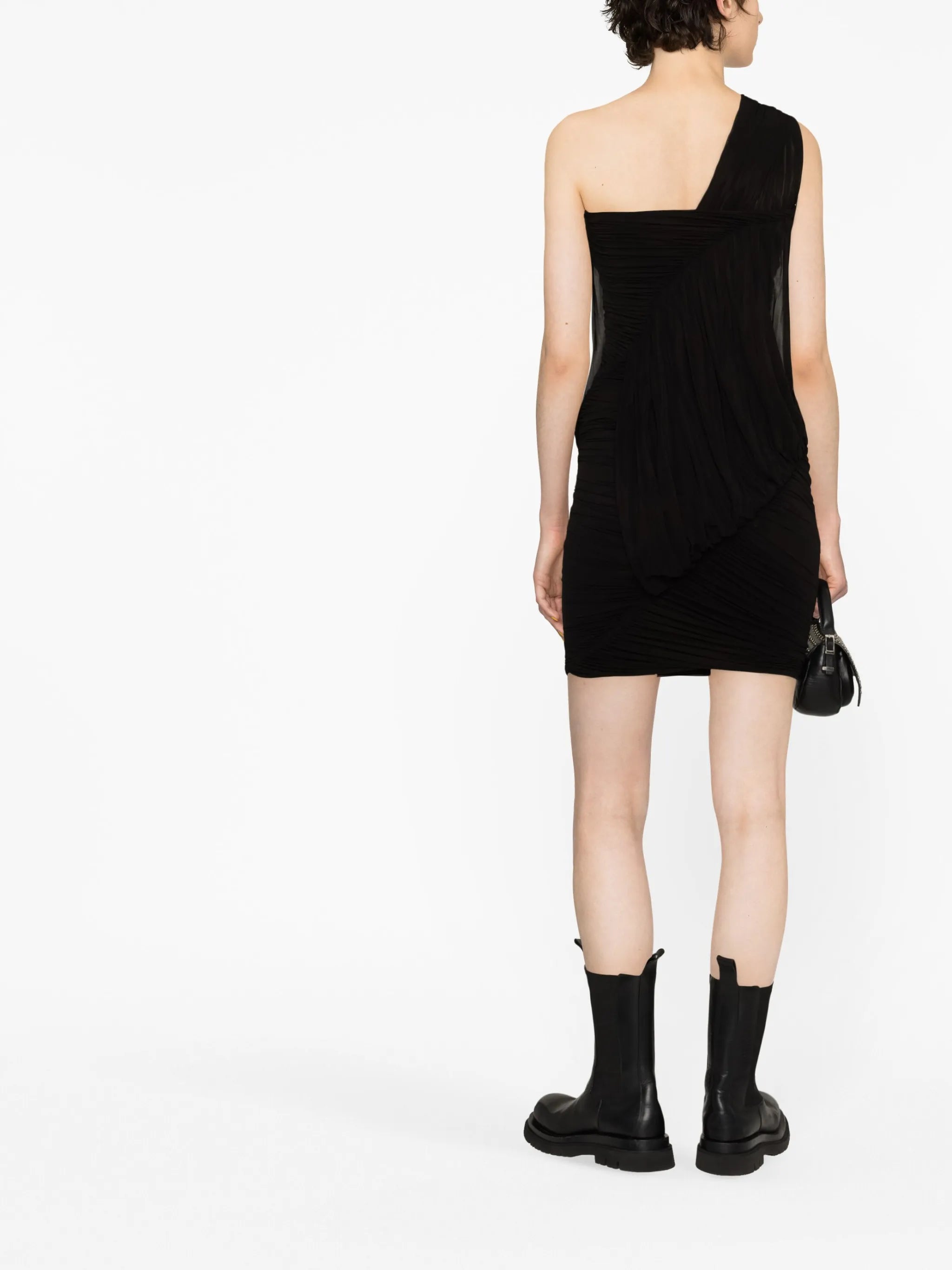 one-shoulder ruched minidress