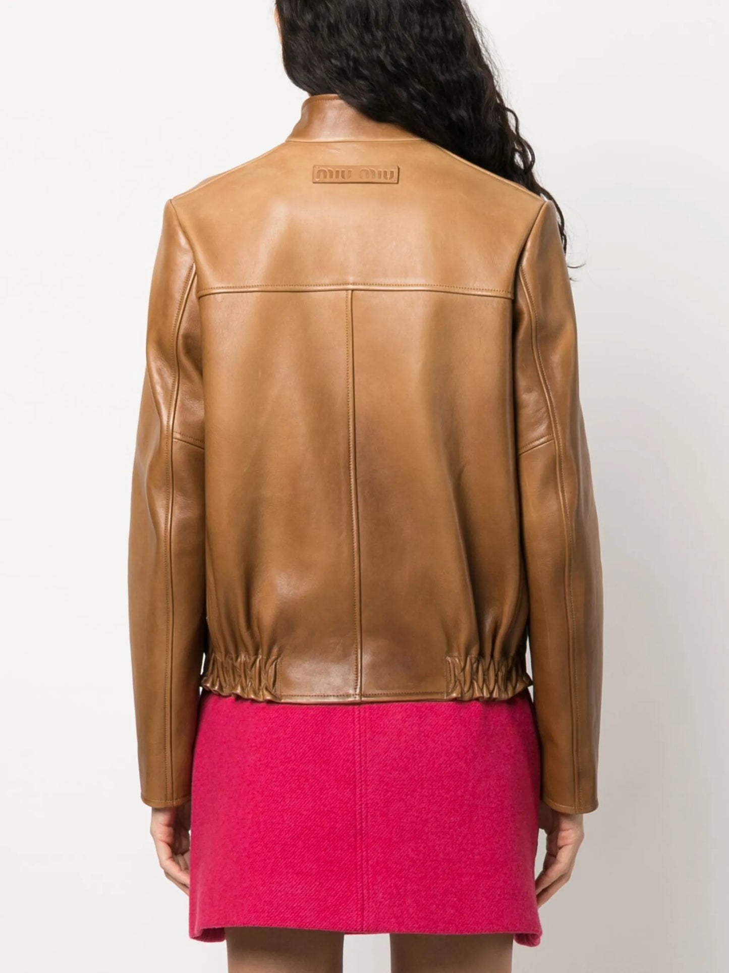 buttoned nappa leather jacket