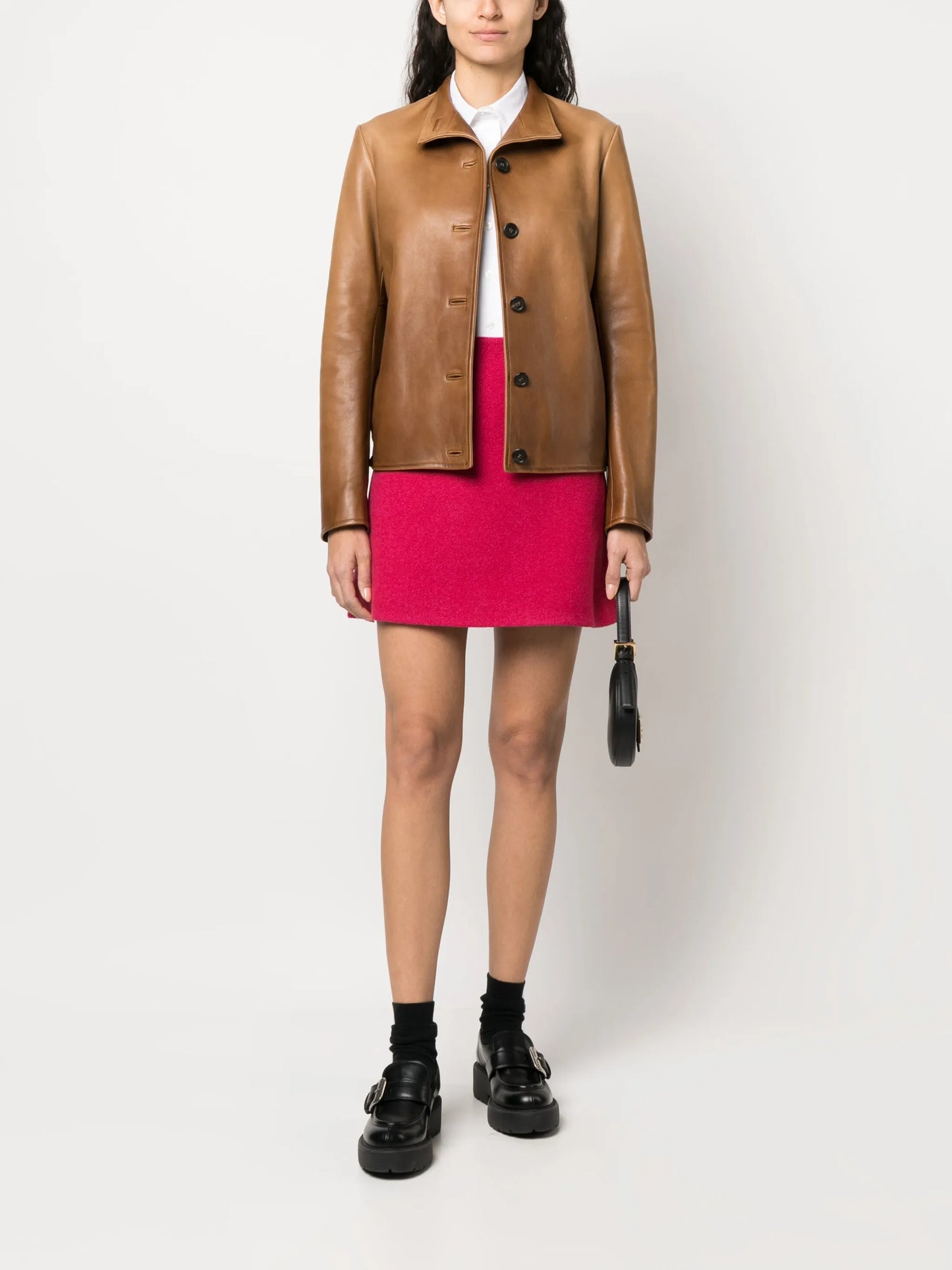 buttoned nappa leather jacket
