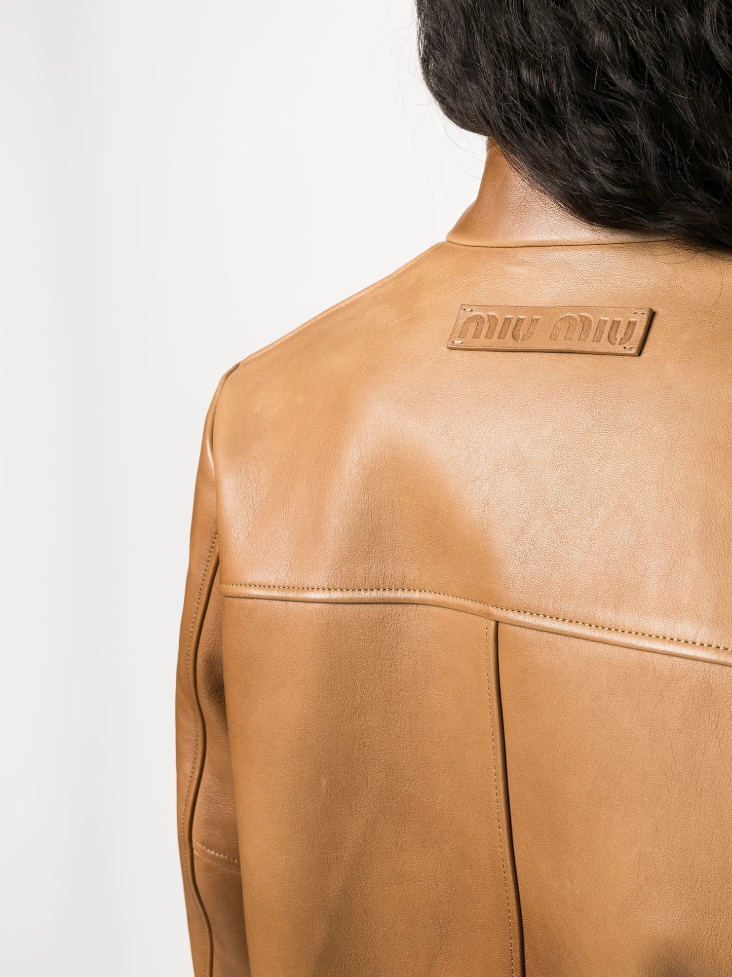 buttoned nappa leather jacket