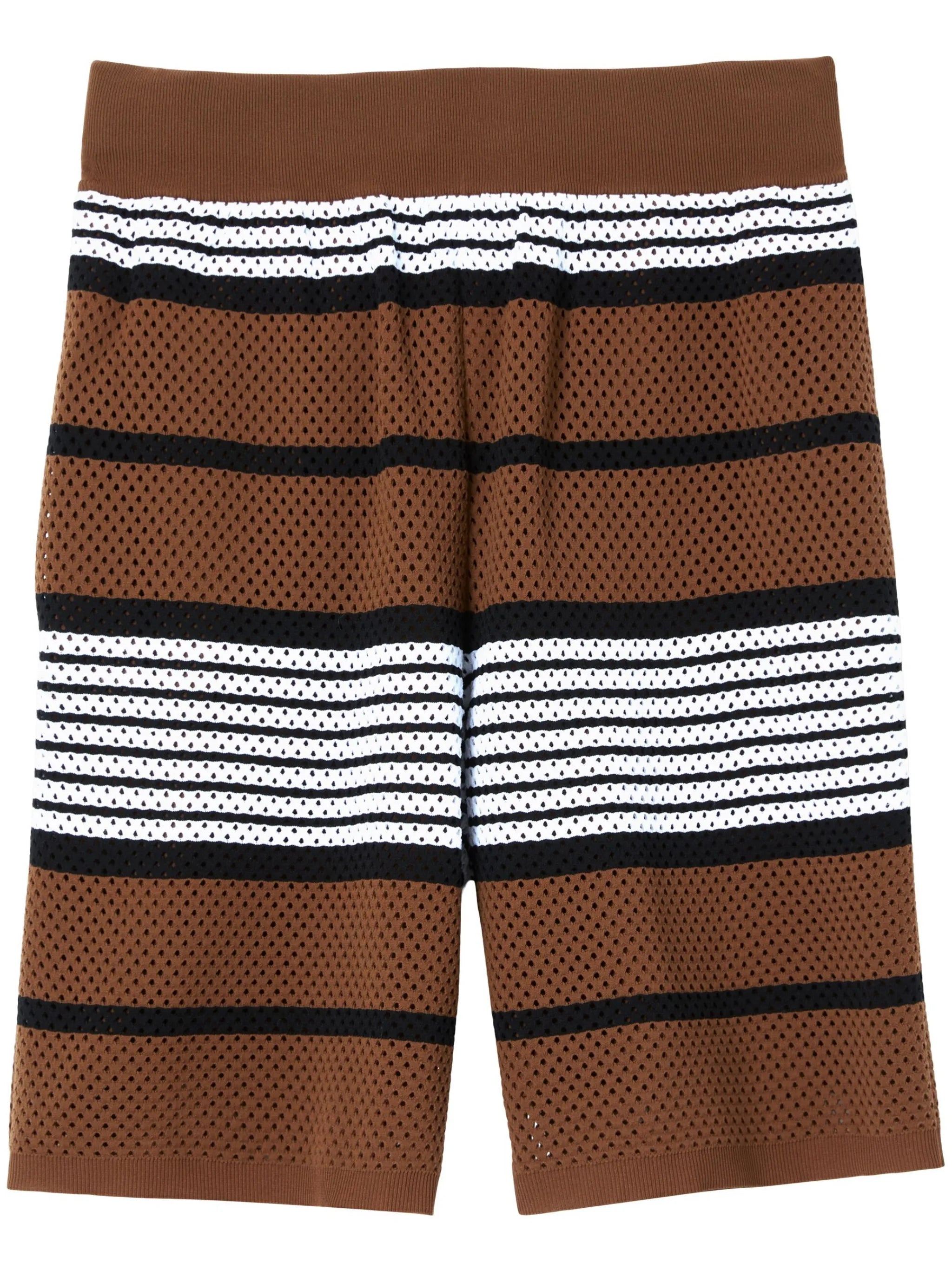 perforated striped bermuda shorts