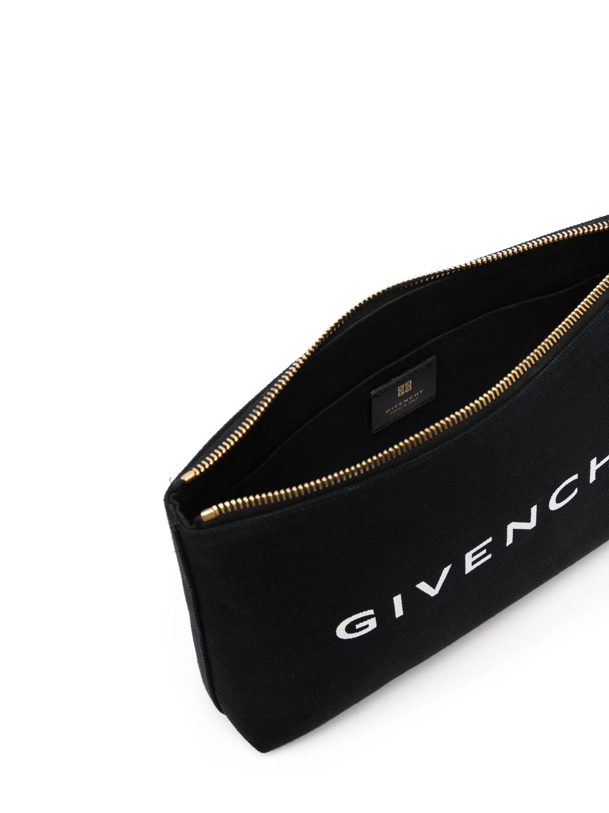 logo-print clutch bag