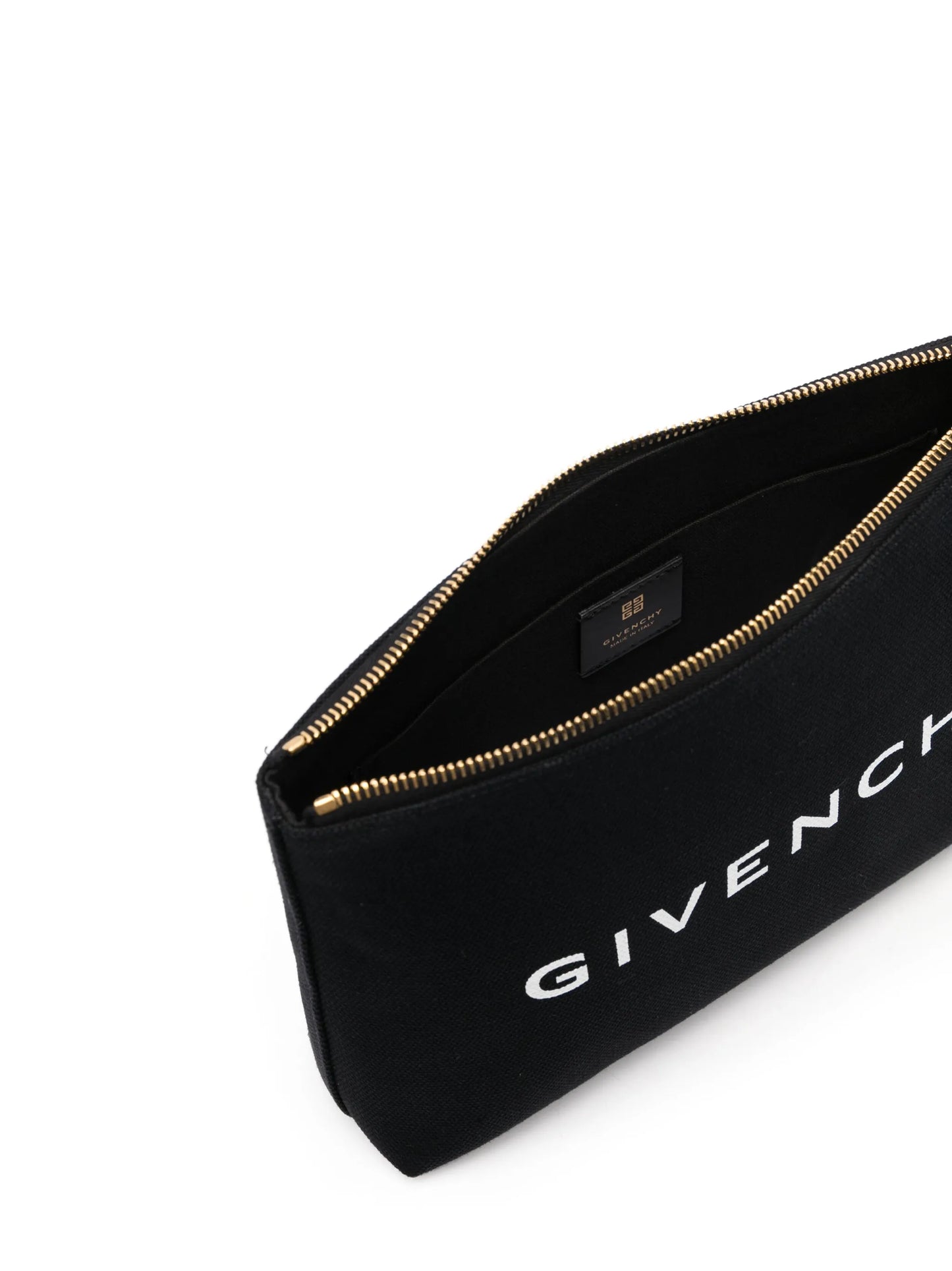 logo-print clutch bag