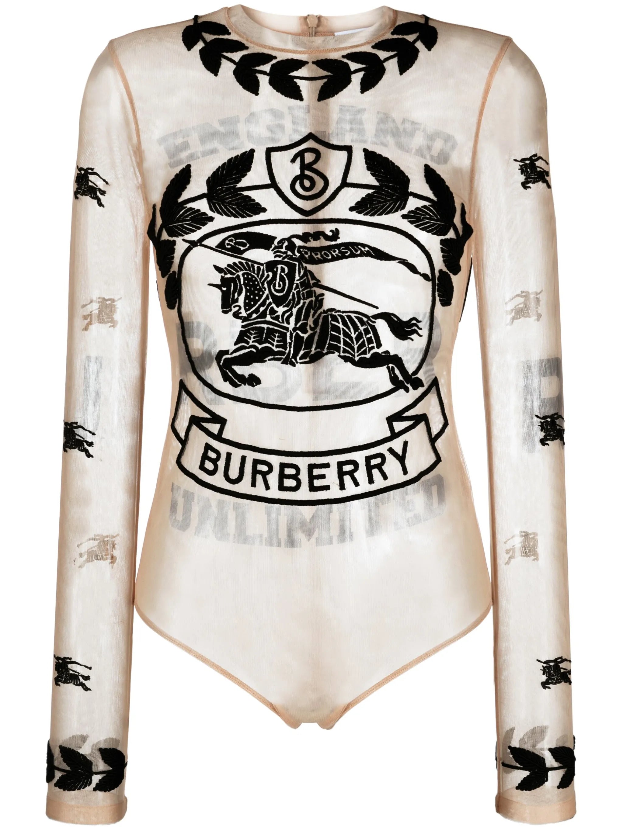 EKD embroidered stretch tulle bodysuit