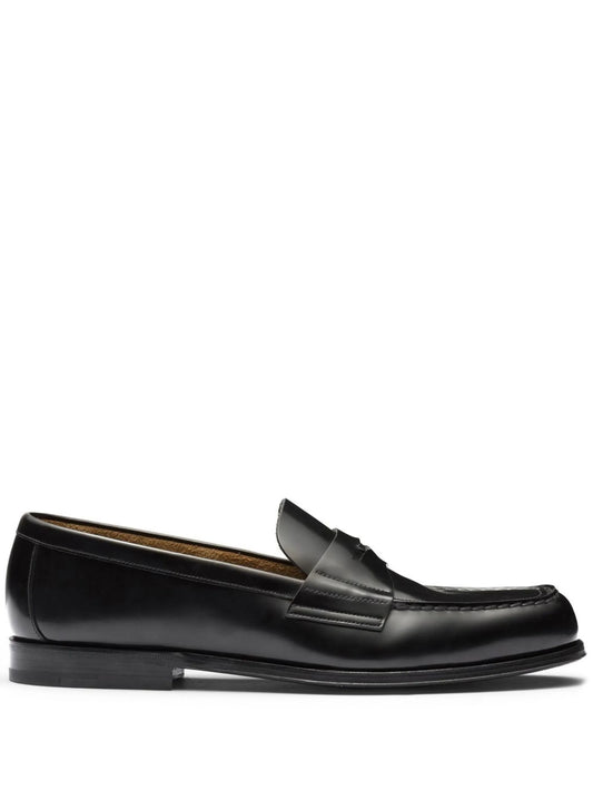 logo-plaque leather loafers