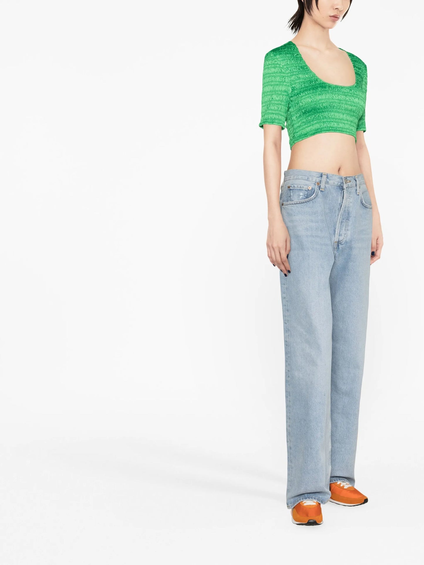 cropped smocked top