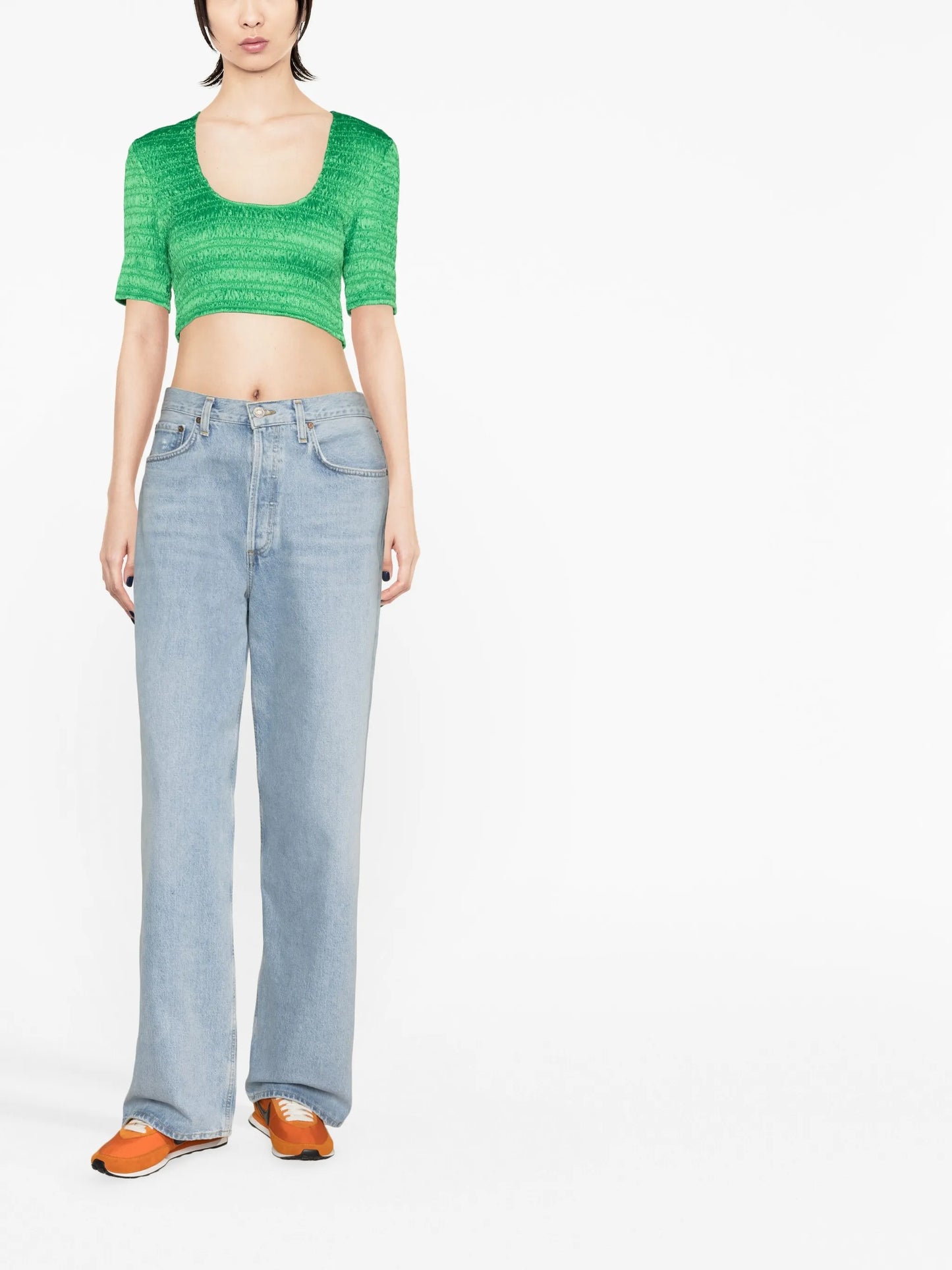 cropped smocked top