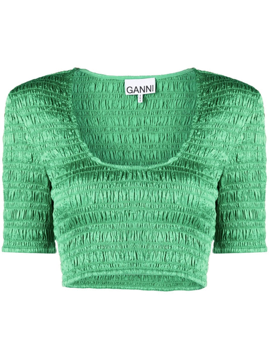 cropped smocked top