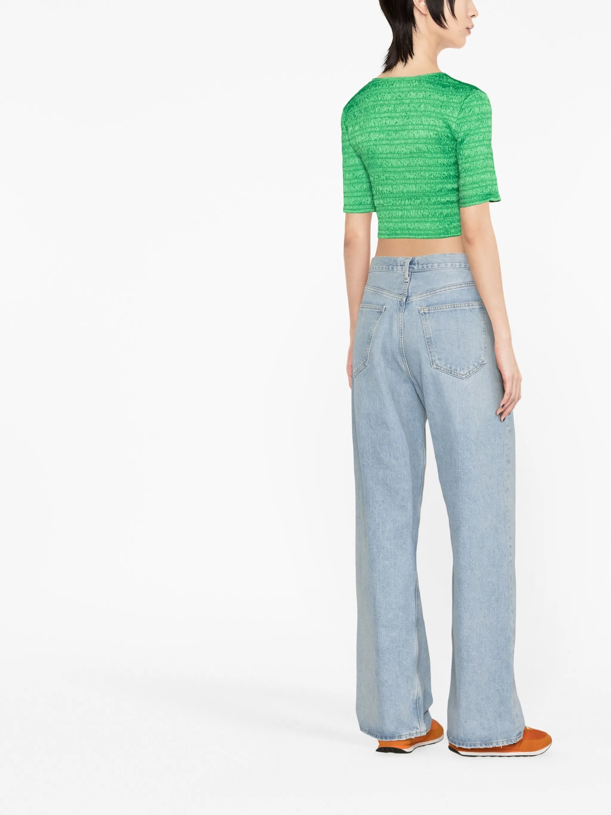 cropped smocked top